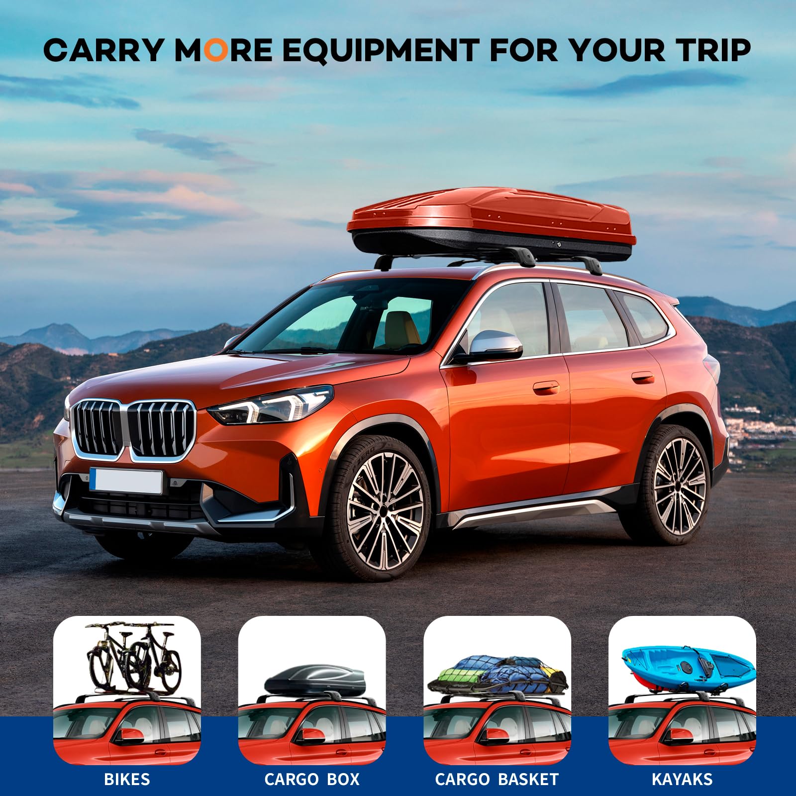 KINGGERI Lockable Roof Rack Cross Bars 260lbs Compatible with BMW X3 G01 2018-2025 (Not for G45)