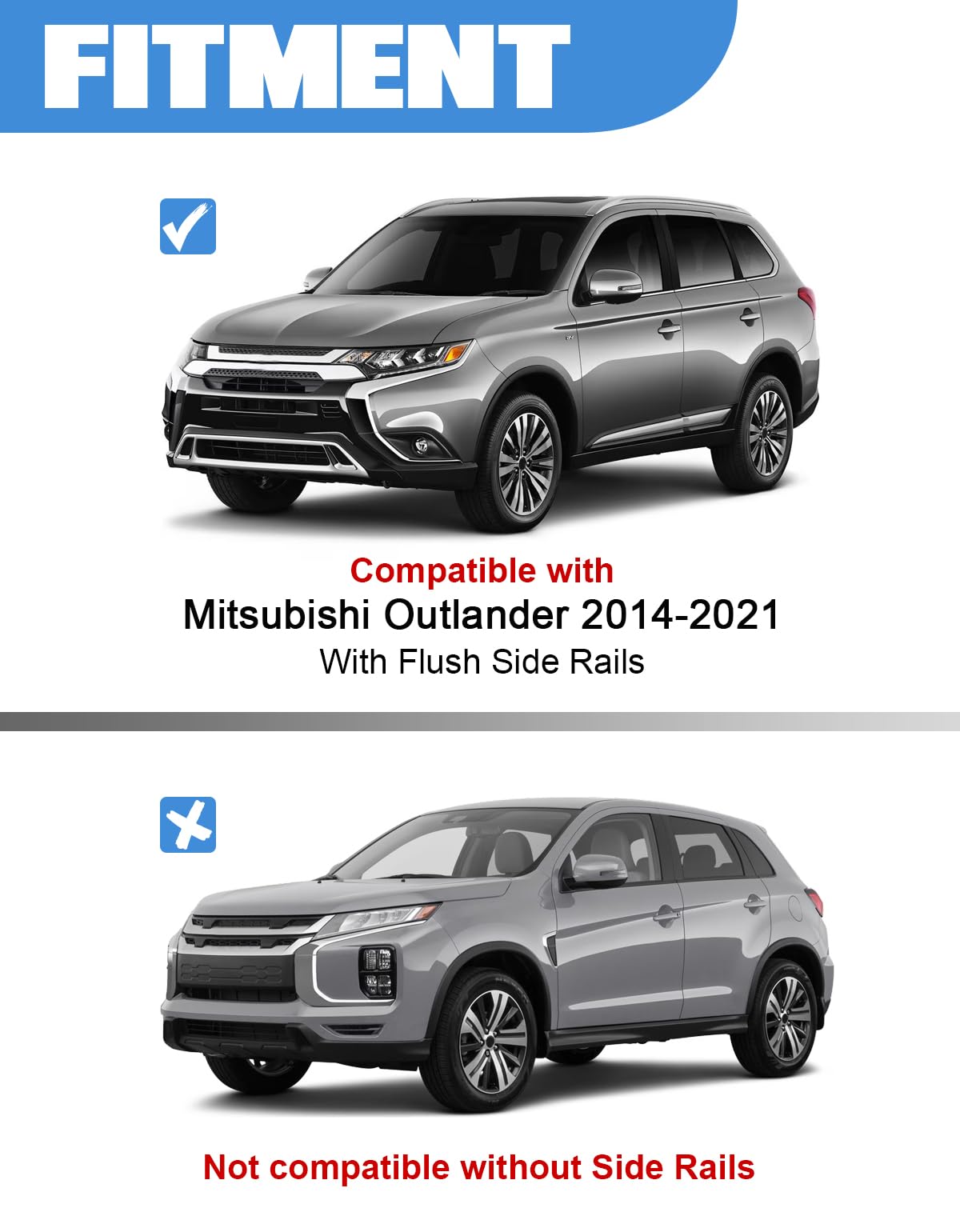 KINGGERI Lockable Roof Rack Cross Bars 220lb Fit for Mitsubishi Outlander 2014-2021 (Not for Outlander Sport),Heavy Duty Anti-Theft
