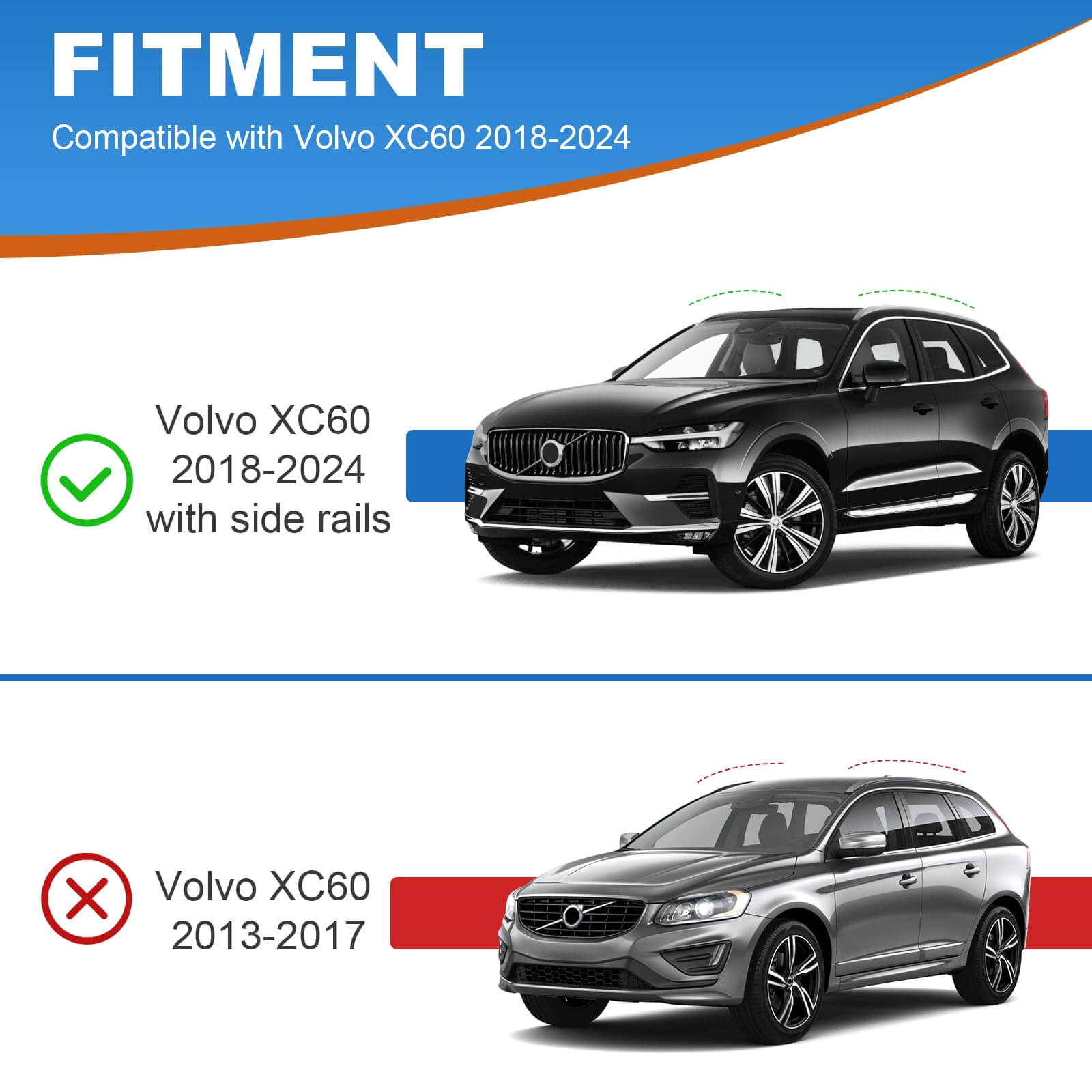 KINGGERI Lockable Roof Rack Cross Bars 260lbsFit for Volvo XC60 XC-60 2018-2025,Heavy Duty Aluminum