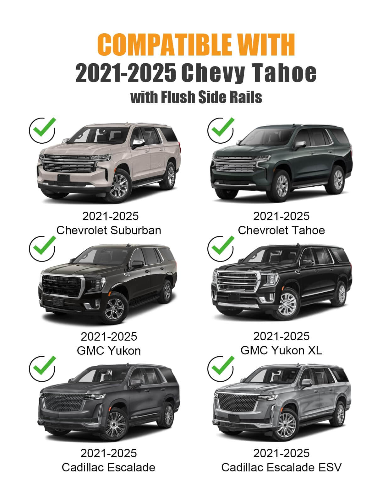 KINGGERI 330lb Lockable Roof Rack Cross Bars Compatible with 2021-2026 Chevy Tahoe & Suburban, GMC Yukon XL, Cadillac Escalade ESV with Flush Side Rails,