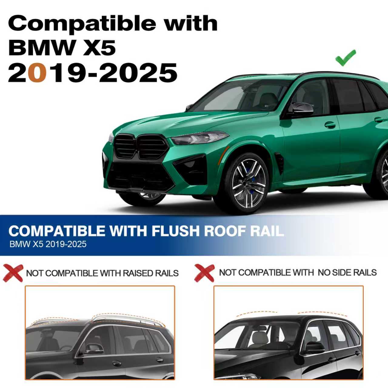 KINGGERI Lockable Roof Rack Cross Bars 260lbs Fit for BMW X5 G05 2019-2025,Heavy Duty Aluminum Roof Rails Crossbars