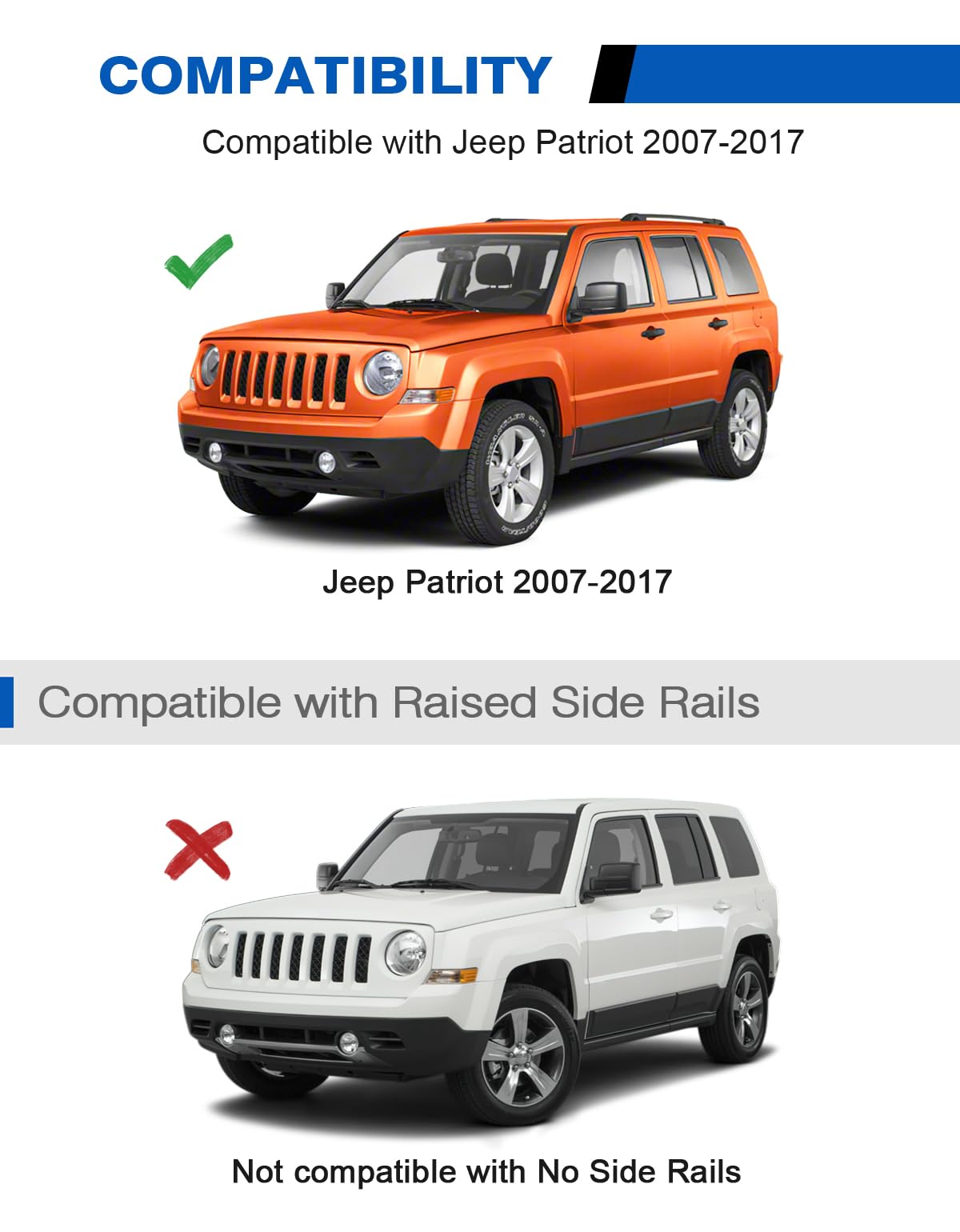 Lockable Roof Rack Cross Bars 220lbs Compatible with Jeep Patriot 2007-2017