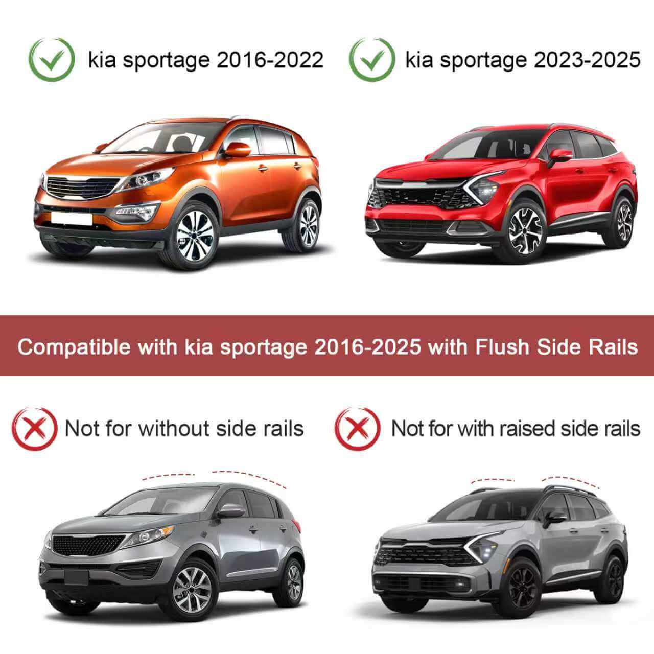 KINGGERI 220LBS Lockable Roof Rack Cross Bars Compatible with KIA Sportage SX & SX Prestige 2016-2025 (with Flush Side Rails)