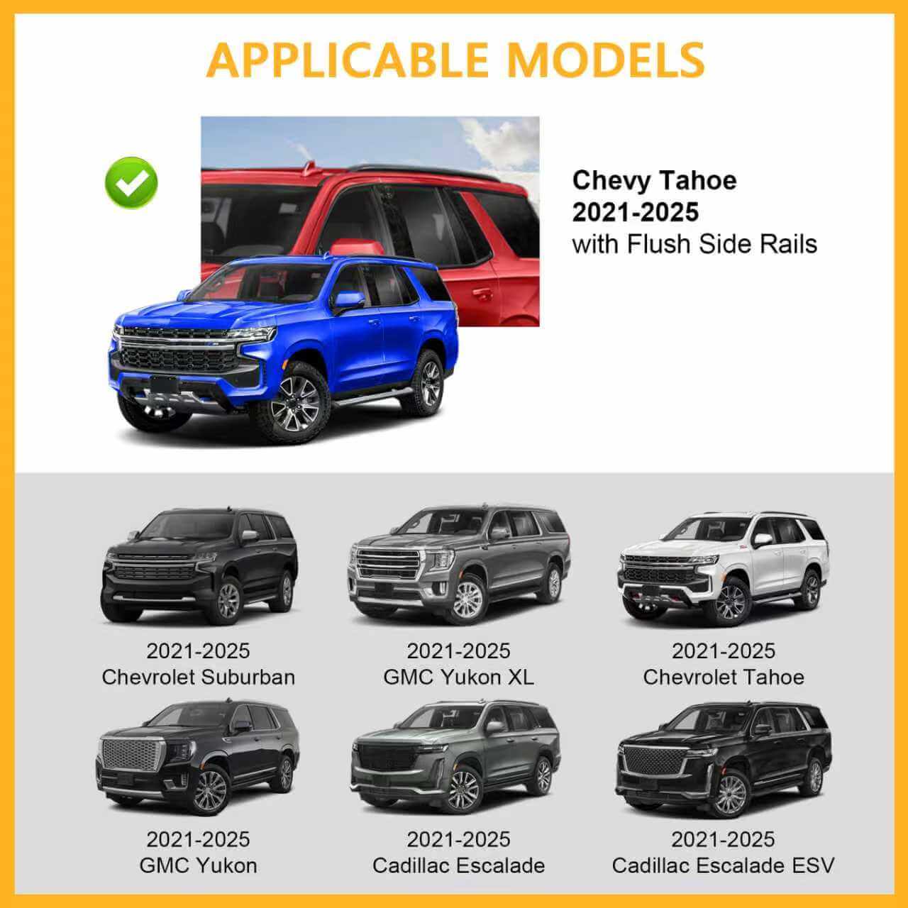 KINGGERI Lockable 220lb Roof Rack Cross Bars Fit for 2021-2025 Chevrolet Suburban & Tahoe GMC Yukon XL, Cadillac Escalade ESV