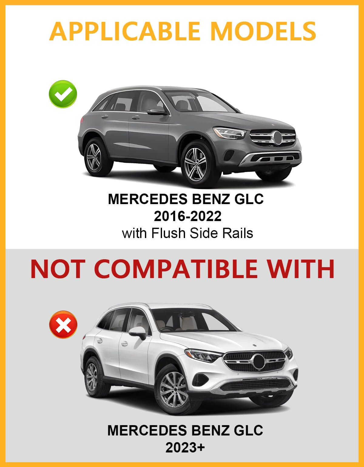 KINGGERI 220lb Lockable Roof Rack Cross Bars Compatible with Mercedes Benz GLC 2016-2022 with Flush Side Rails