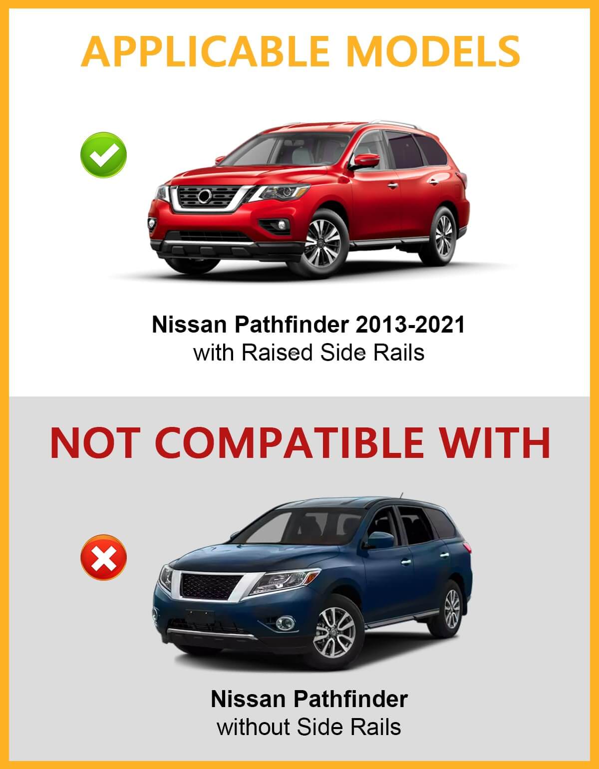 KINGGERI 220lbs Lockable Roof Rack Cross Bars Fit for Nissan Pathfinder 2013-2021 & Pathfinder Hybrid 2014 with Raised Side Rails