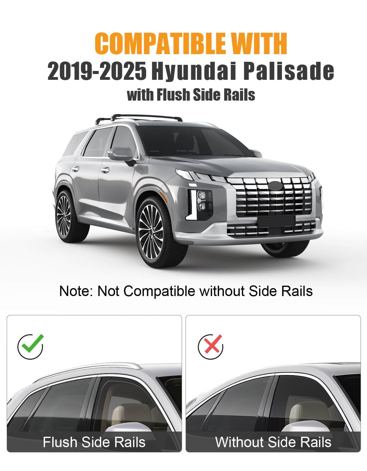 KINGGERI 330lb Lockable Roof Rack Cross Bars Compatible with Hyundai Palisade 2019-2025 SE SEL XRT Limited Calligraphy