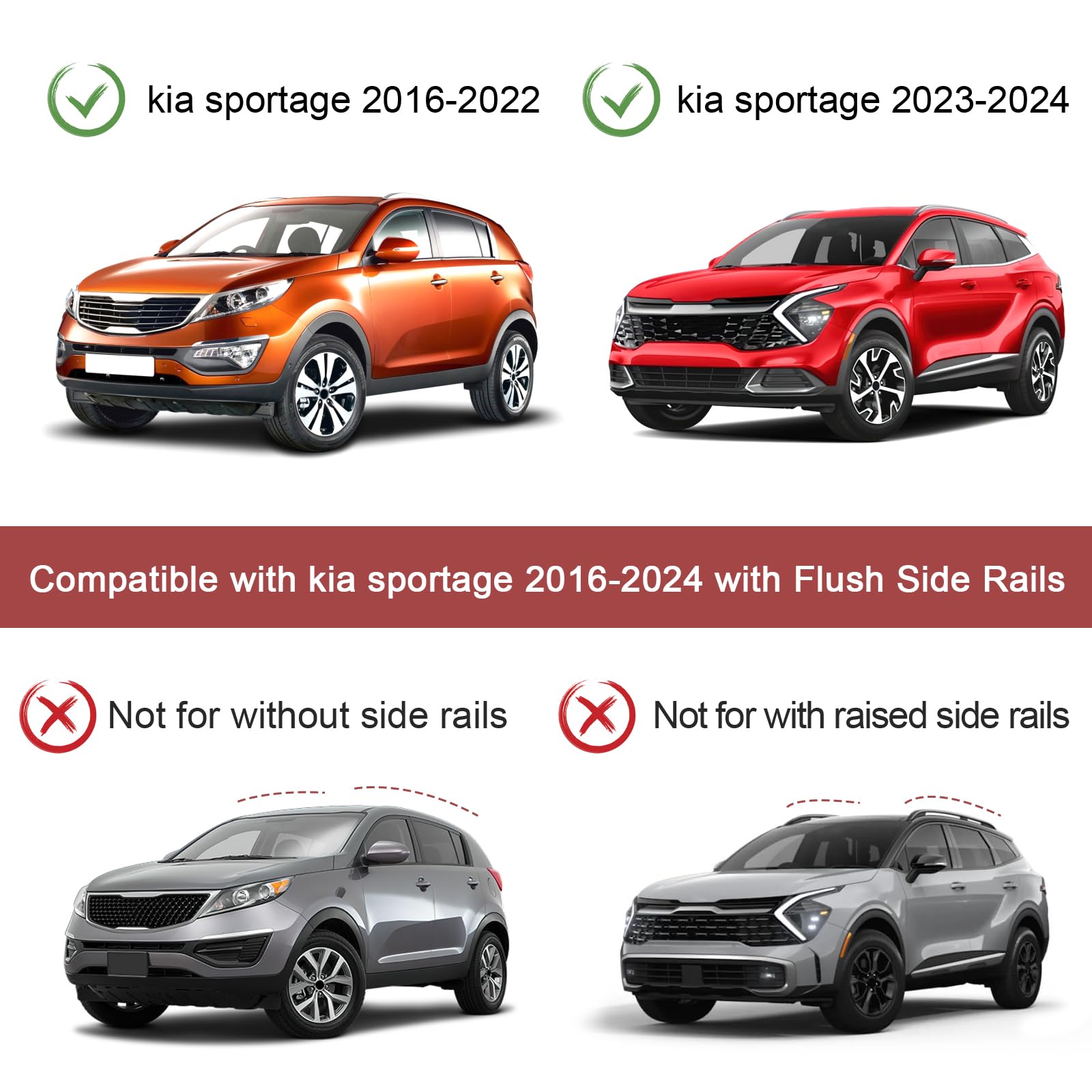 220LBS Lockable Roof Rack Cross Bars Compatible with KIA Sportage SX & SX Prestige 2016 2017 2018 2019 2020 2021 2022 2023 2024 2025 (with Flush Side Rails)