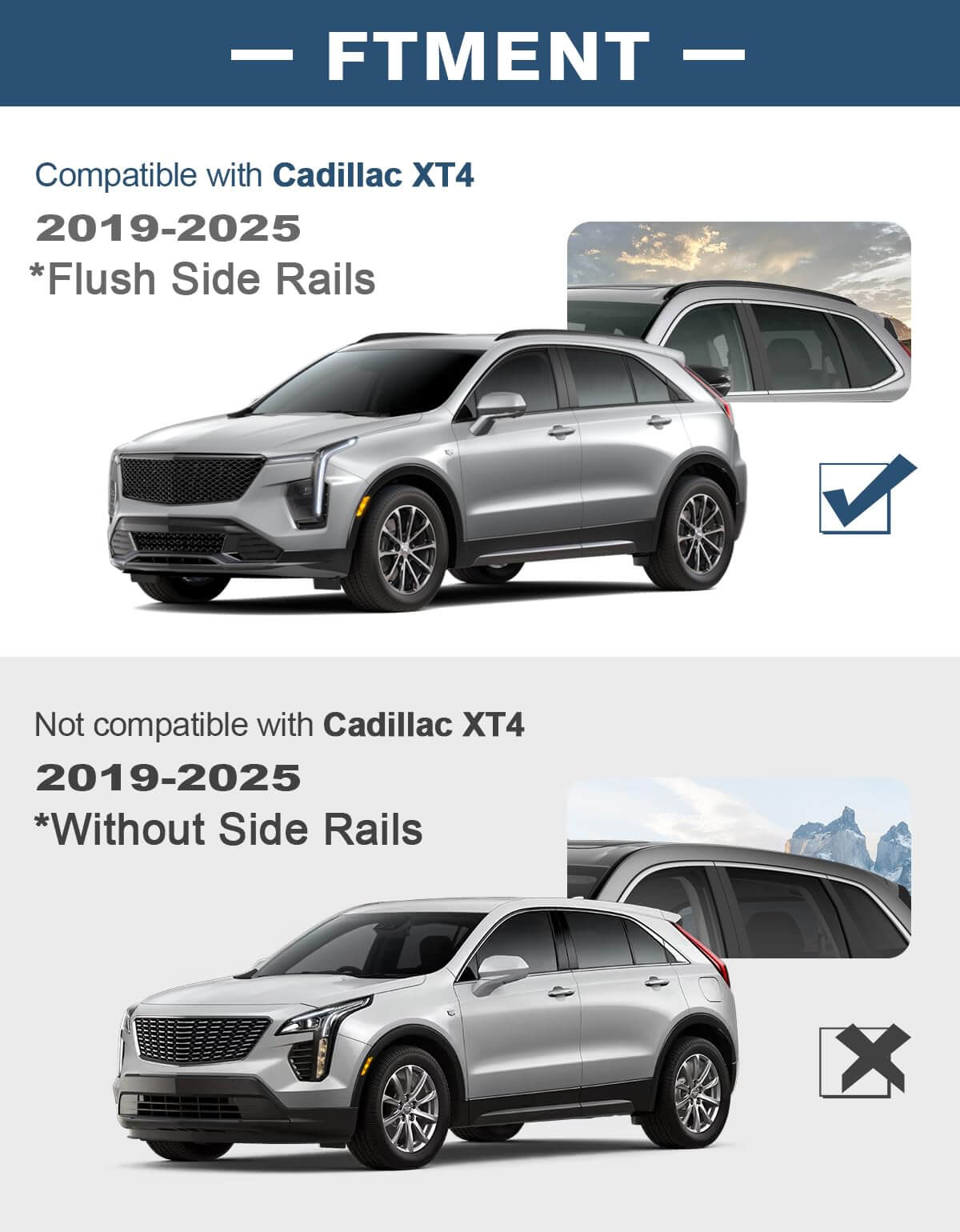 Roof Rack Cross Bars 220lbs Compatible with Cadillac XT4 2019-2025, Heavy Duty All-Metal