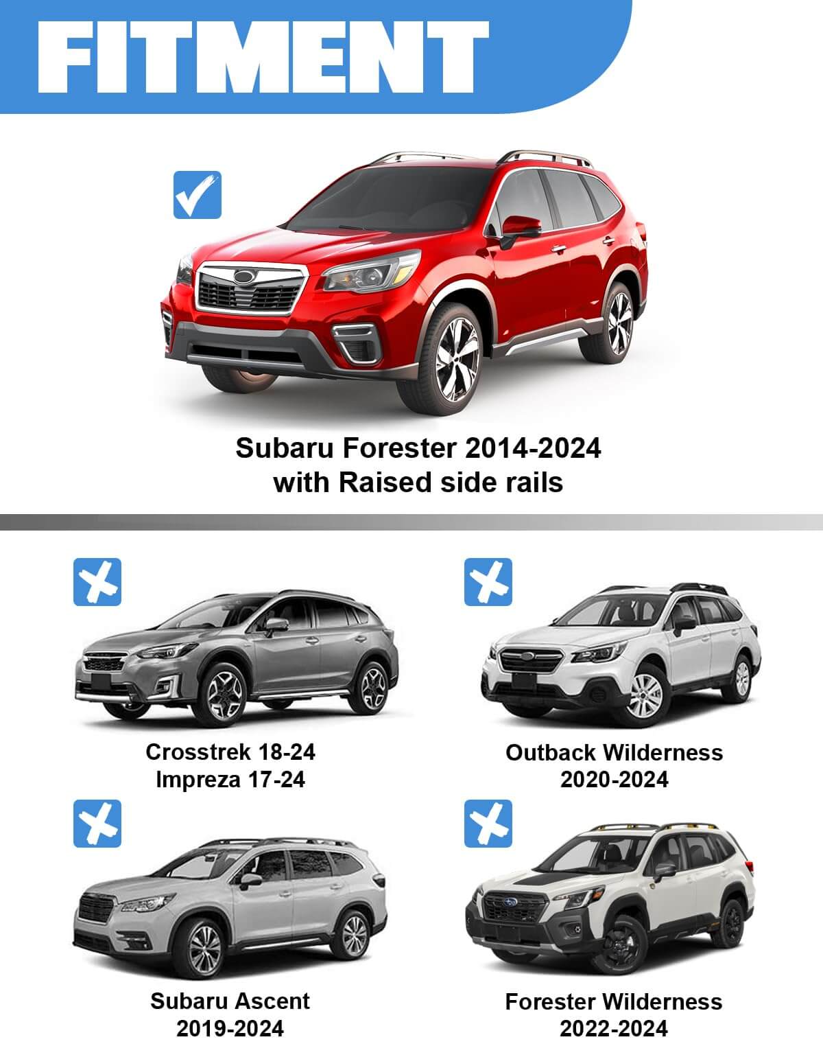 Heavy Duty Lockable Roof Rack Cross Bars 260lbs Compatible with Subaru Forester 2014-2025 (not for Wilderness)
