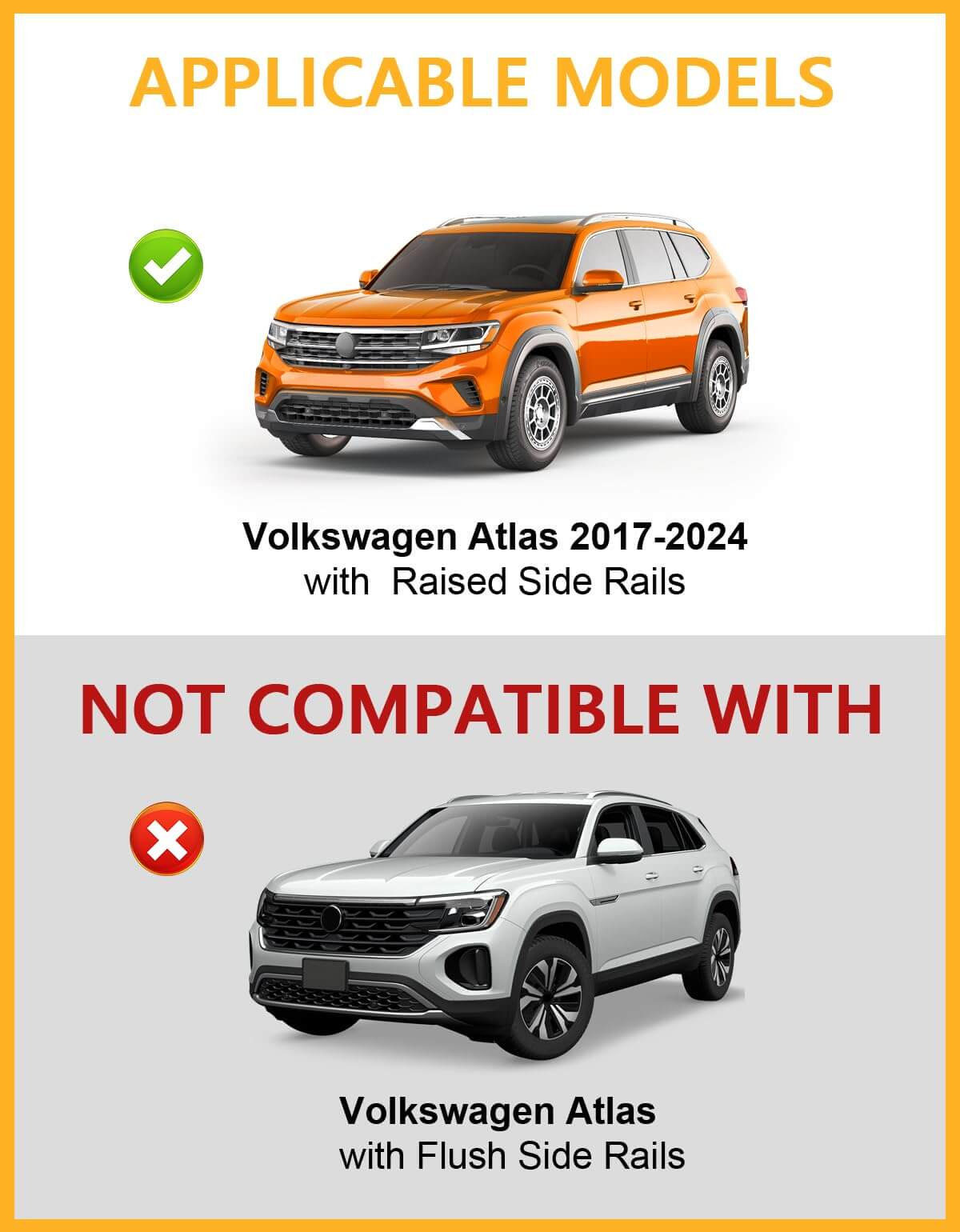 KINGGERI 260lbs Lockble Roof Rack Cross Bars Fit for Volkswagen VW Atlas 2017-2025 with Raised Side Rails(Not For Atlas Cross Sport)