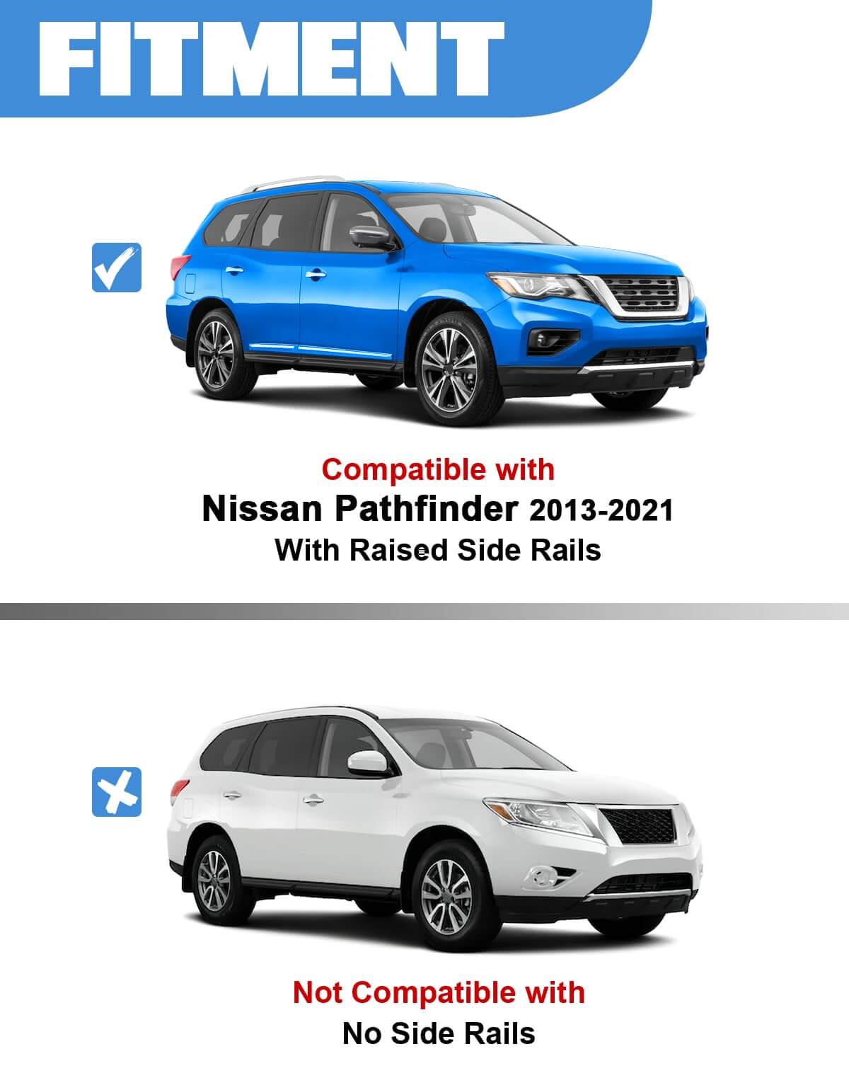 KINGGERI Lockable Roof Rack Cross Bars 220lb Compatible with Nissan Pathfinder 2013-2021 & Pathfinder Hybrid 2014 with Raised Side Rails