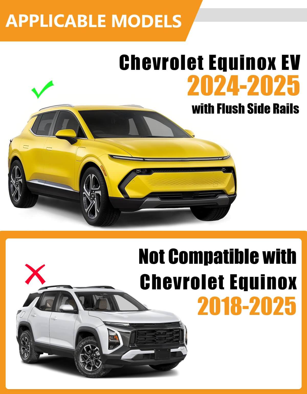 KINGGERI Cross Bars Roof Rack Compatible with Chevy Chevrolet Equinox EV 2024 2025 with Flush Side Rails