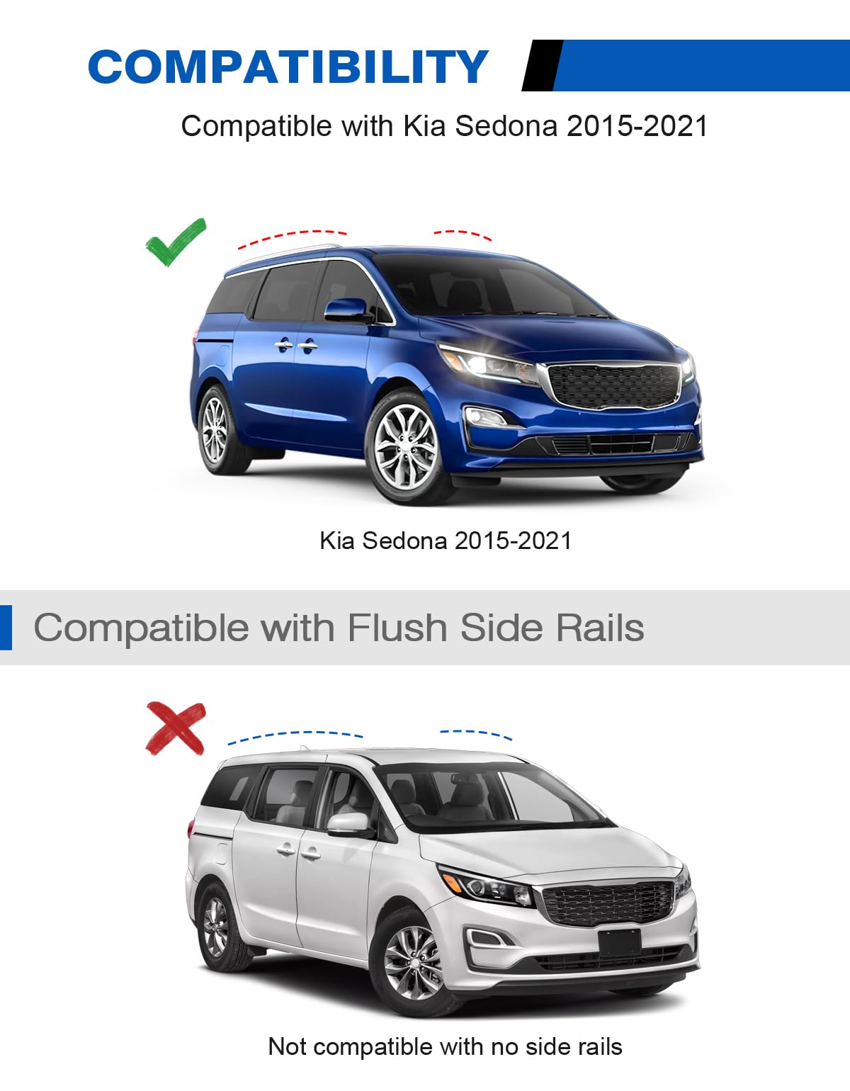 Roof Rack Cross Bars 220lbs Compatible with Kia Sedona 2015-2021