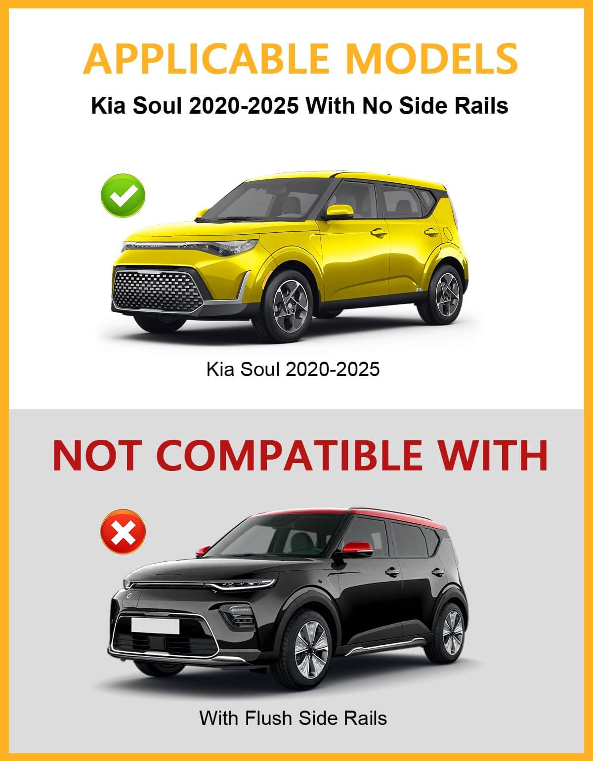 KINGGERI 220lbs Lockable Roof Rack Cross Bars Compatible with Kia Soul 2020-2025 Without Side Rails