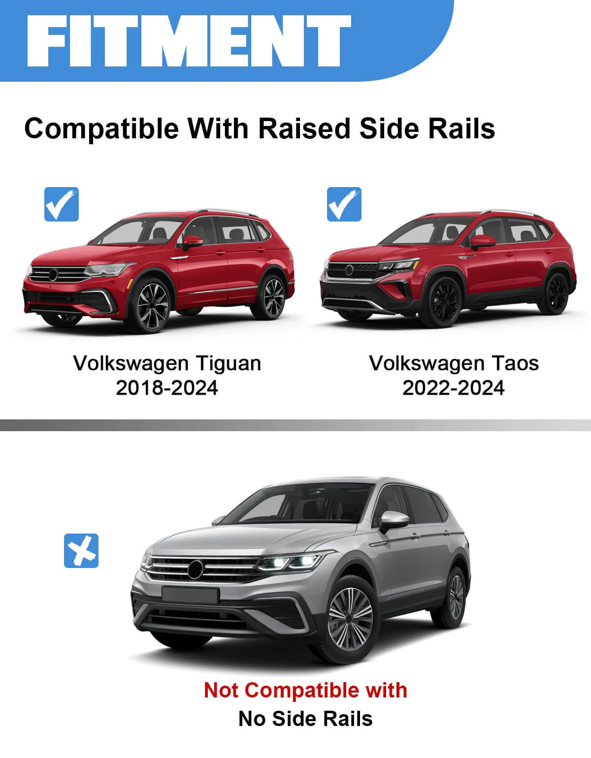 KINGGER Lockable Roof Rack Cross Bars 220lb Compatible with Volkswagen VW Tiguan 2018-2024 (Not for Limited) & Taos 2022-2024