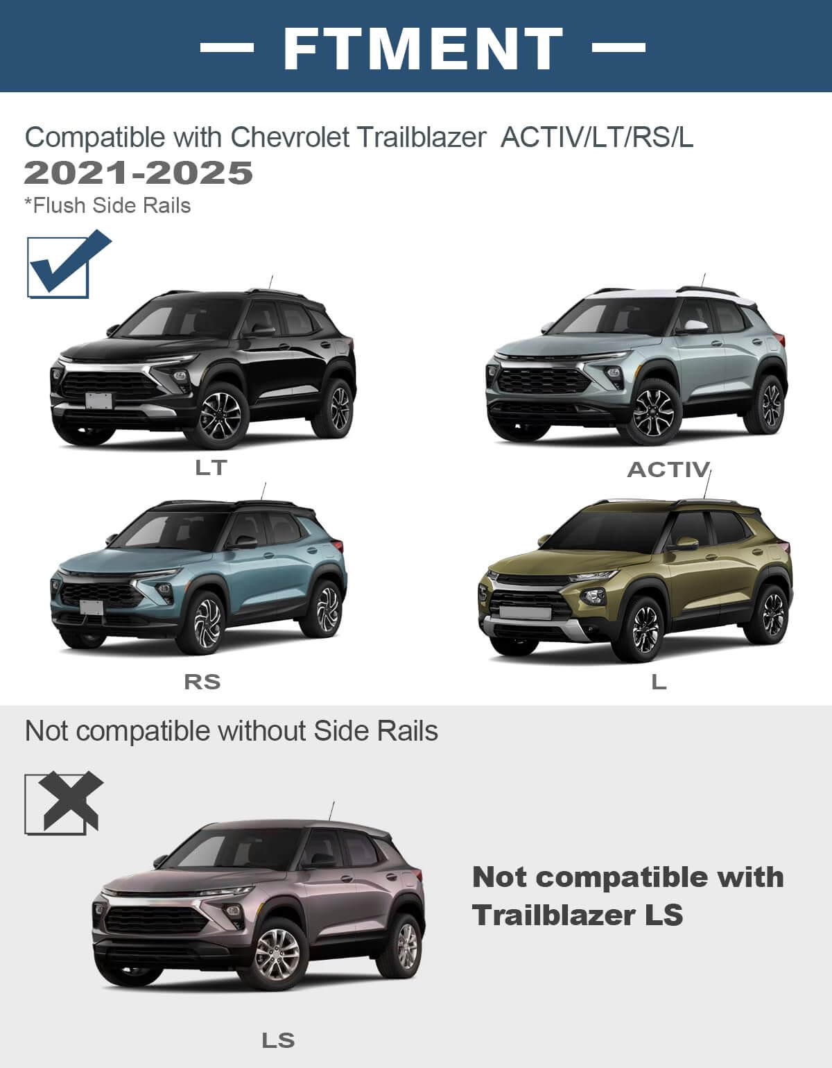 Roof Rack Cross Bars 220lbs Compatible with Chevy Chevrolet Trailblazer 2021 2022 2023 2024 2025 2026 L LT ACTIV RS, Heavy Duty All-Metal