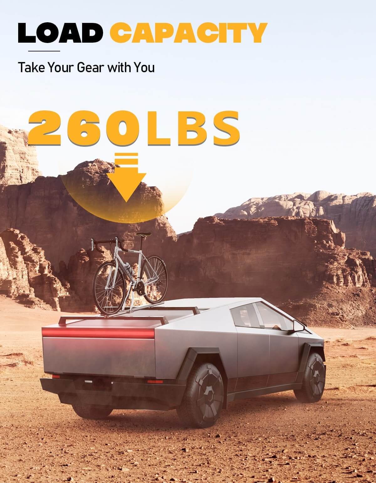 KINGGERI 550lbs Heavy Duty Roof Rack Cross Bars Compatible with Tesla Cybertruck 2024 2025