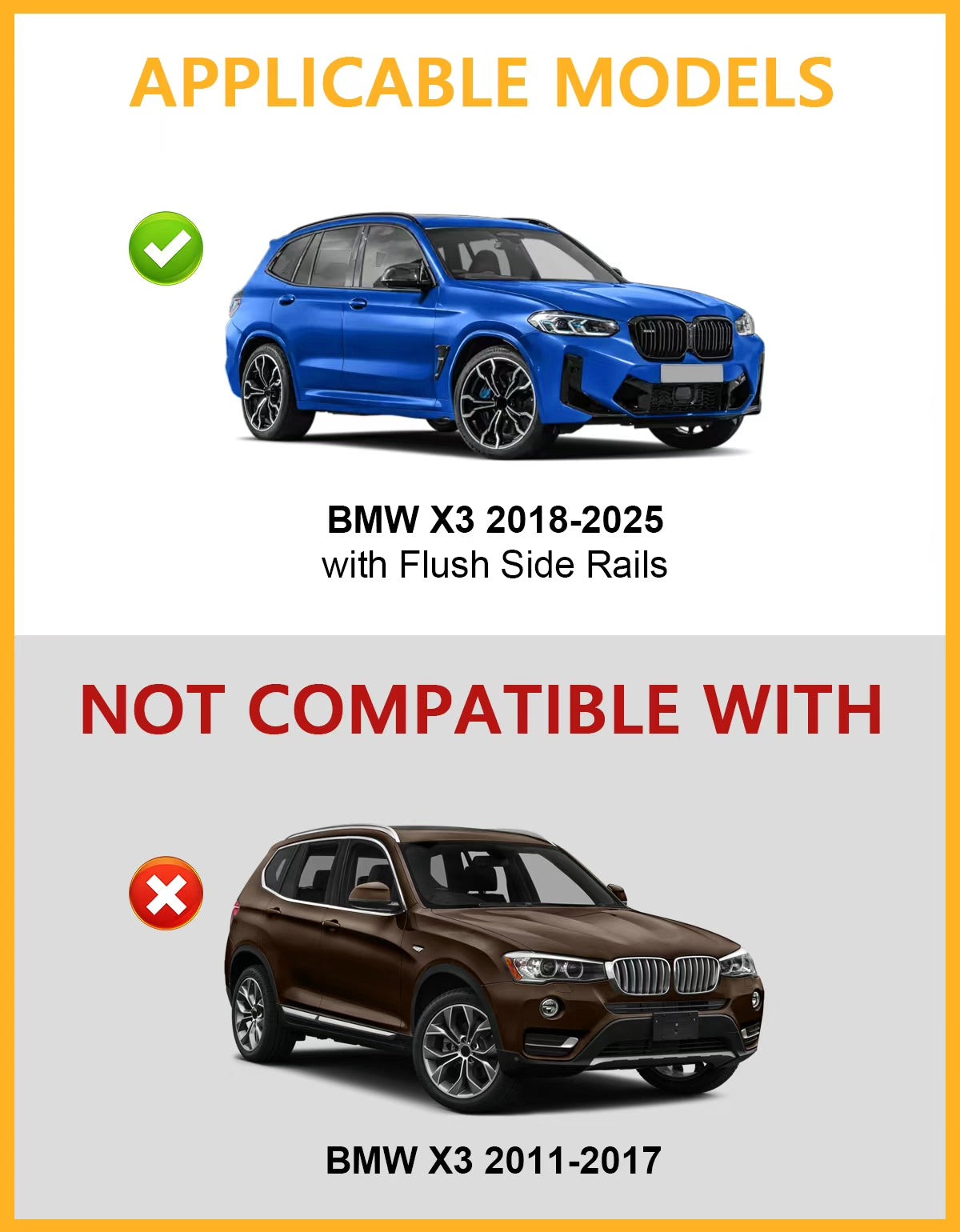 KINGGERI Lockable 220lbs Roof Rack Cross Bars Compatible with BMW X3 G01 2018-2025(Not for G45), Heavy Duty Aluminum Roof Rails Crossbars