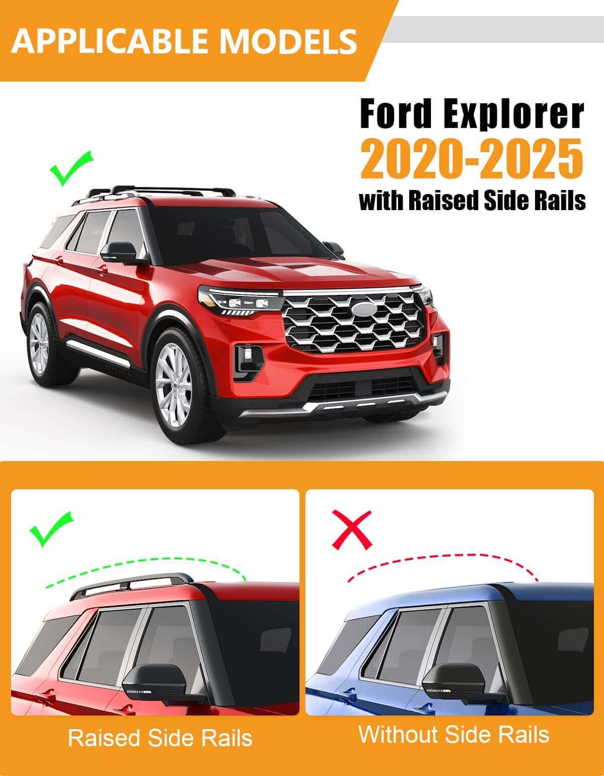 KINGGERI Lockable 260lbs Roof Rack Cross Bars Fit for Ford Explorer 2020-2025, Heavy Duty Anti-Theft Aluminum Roof Rails Crossbars