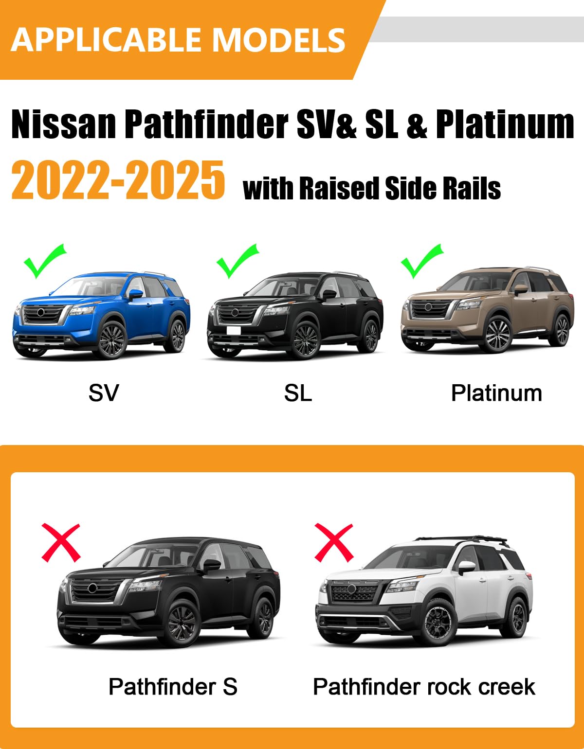 220lbs Lockable Roof Rack Cross Bars Compatible with Nissan Pathfinder 2022-2025 SV SL Platinum with Raised Side Rails