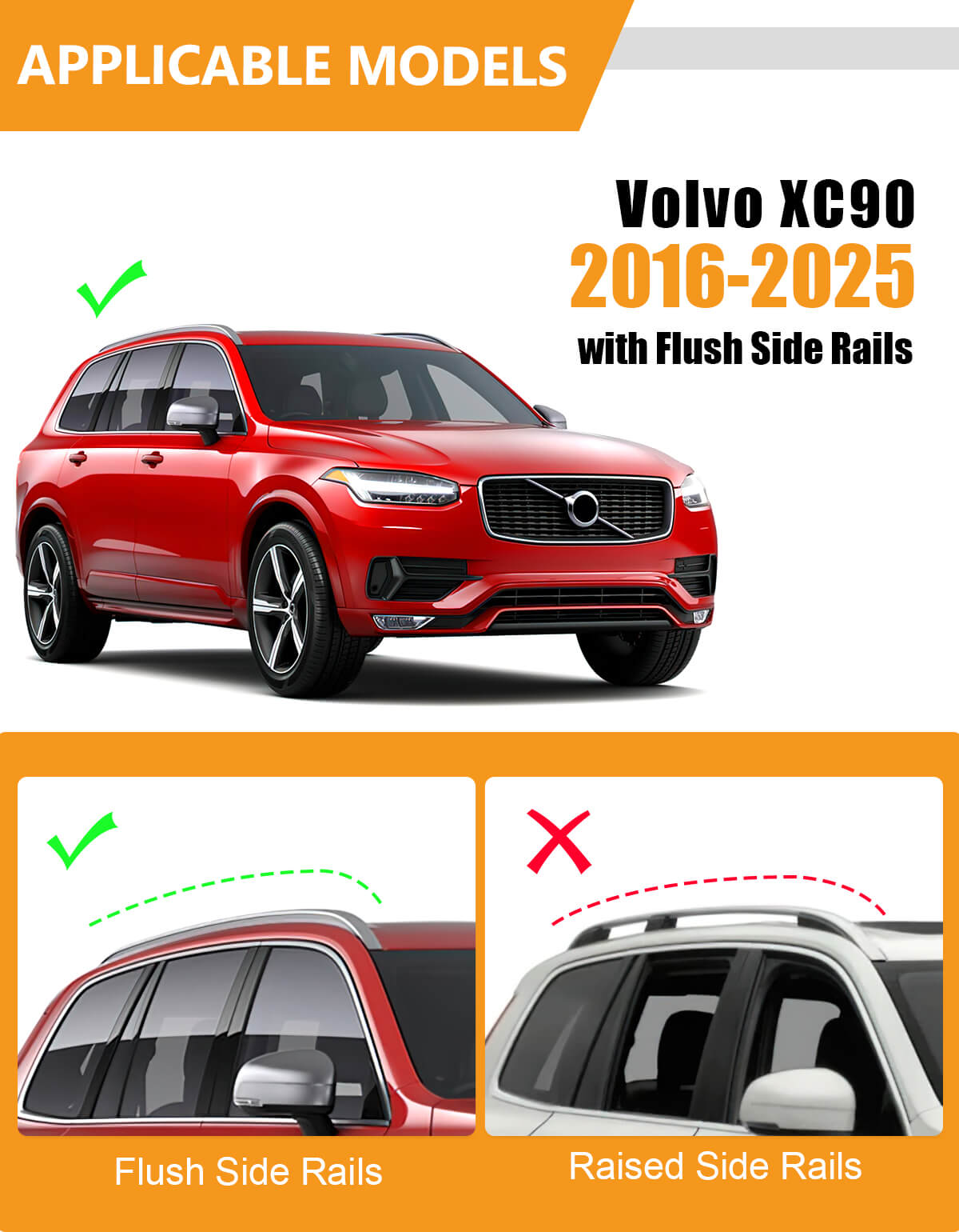 KINGGERI 220lbs Roof Rack Cross Bars Compatible with Volvo XC90 XC-90 2016-2025,Aluminum Roof Rails Crossbars