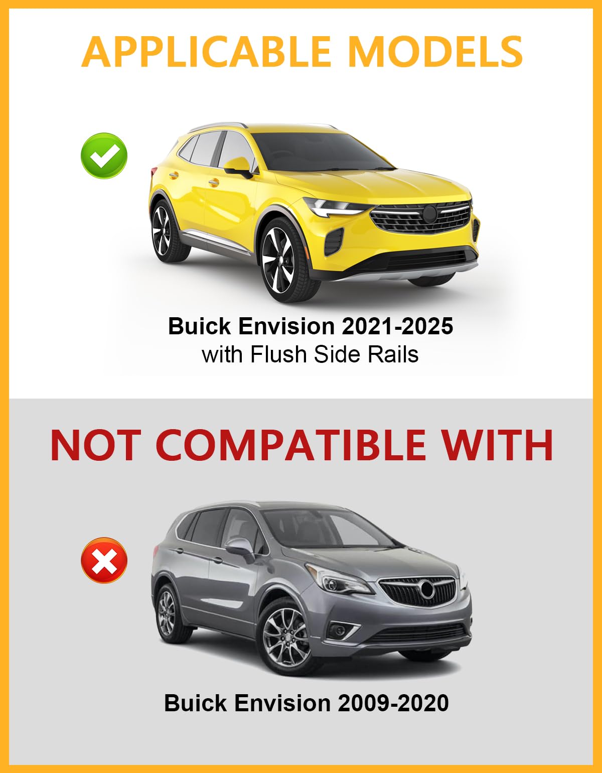 220lbs Lockable Roof Rack Cross Bars Compatible with Buick Envision 2021 2022 2023 2024 2025 (with Flush Side Rails)