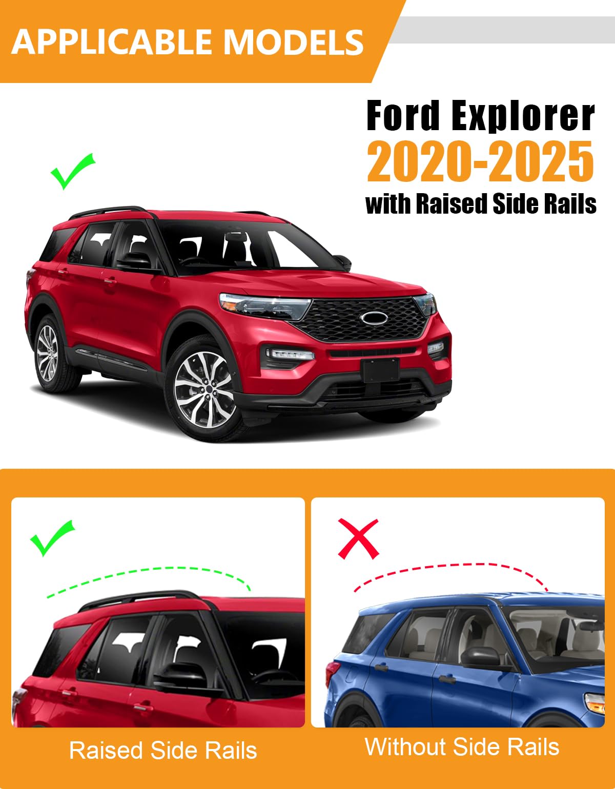 KINGGERI Lockable 260lbs Roof Rack Cross Bars Compatible with Ford Explorer 2020 2021 2022 2023 2024 2025