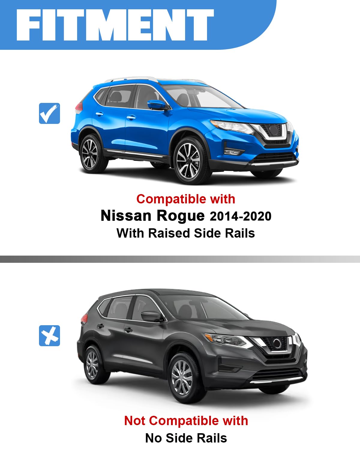 Lockable Roof Rack Cross Bars 220lb Compatible with Nissan Rogue 2014-2020 (with Raised Side Rails)