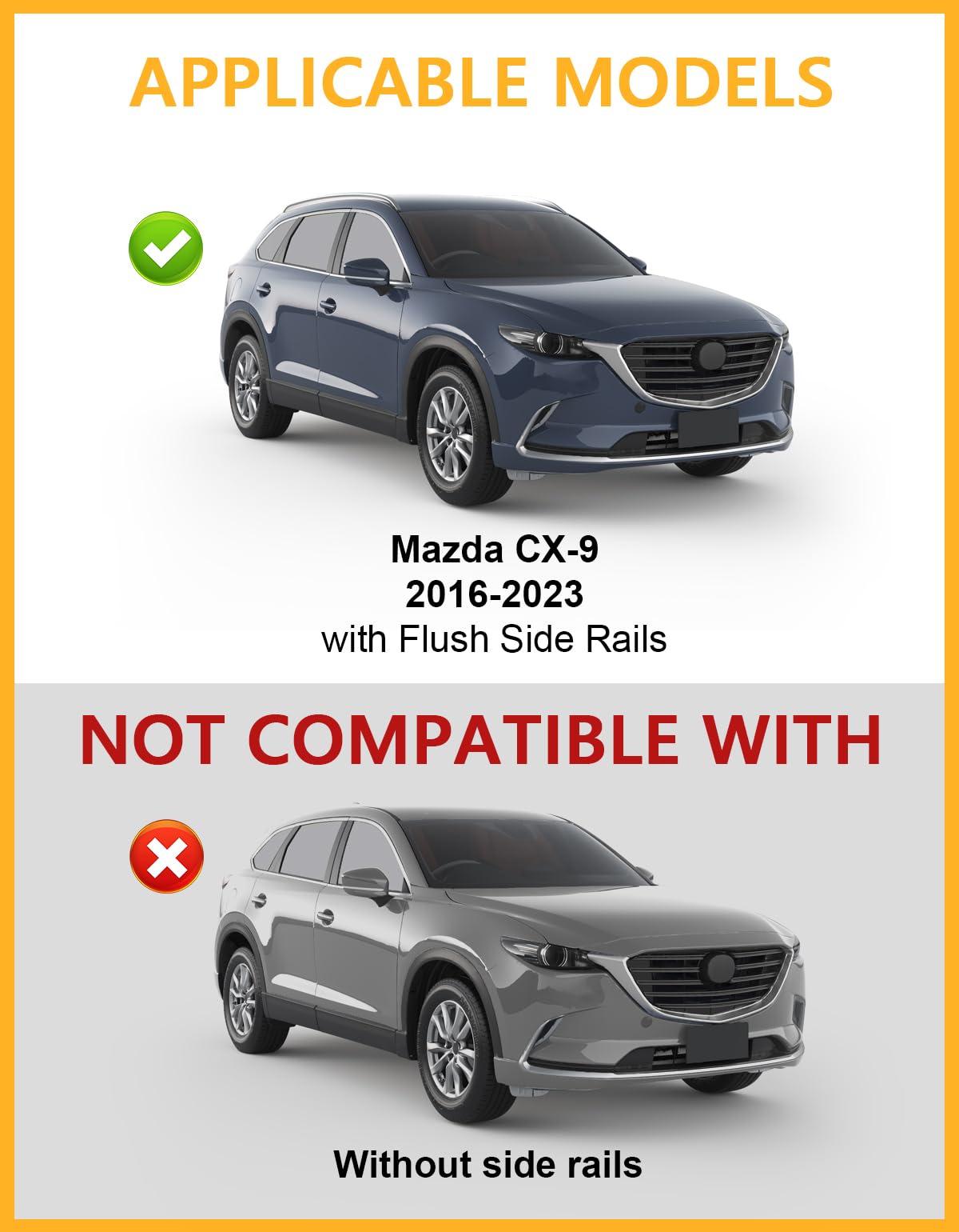 220lbs Lockable Roof Rack Cross Bars Compatible with Mazda CX9 CX-9 2016 2017 2018 2019 2020 2021 2022 2023