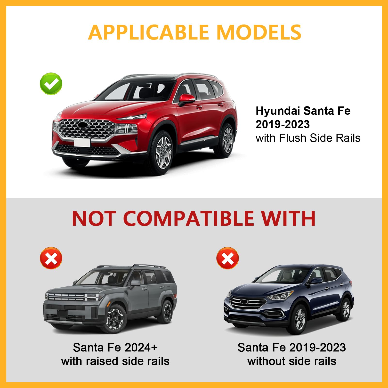 220lbs Lockable Roof Rack Cross Bars Compatible with Hyundai Santa Fe 2019 2020 2021 2022 2023