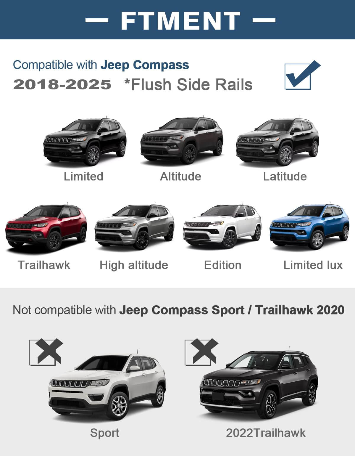 Roof Rack Cross Bars 220lbs Compatible with Jeep Compass 2018-2026,Heavy Duty All-Metal Aluminum Crossbar