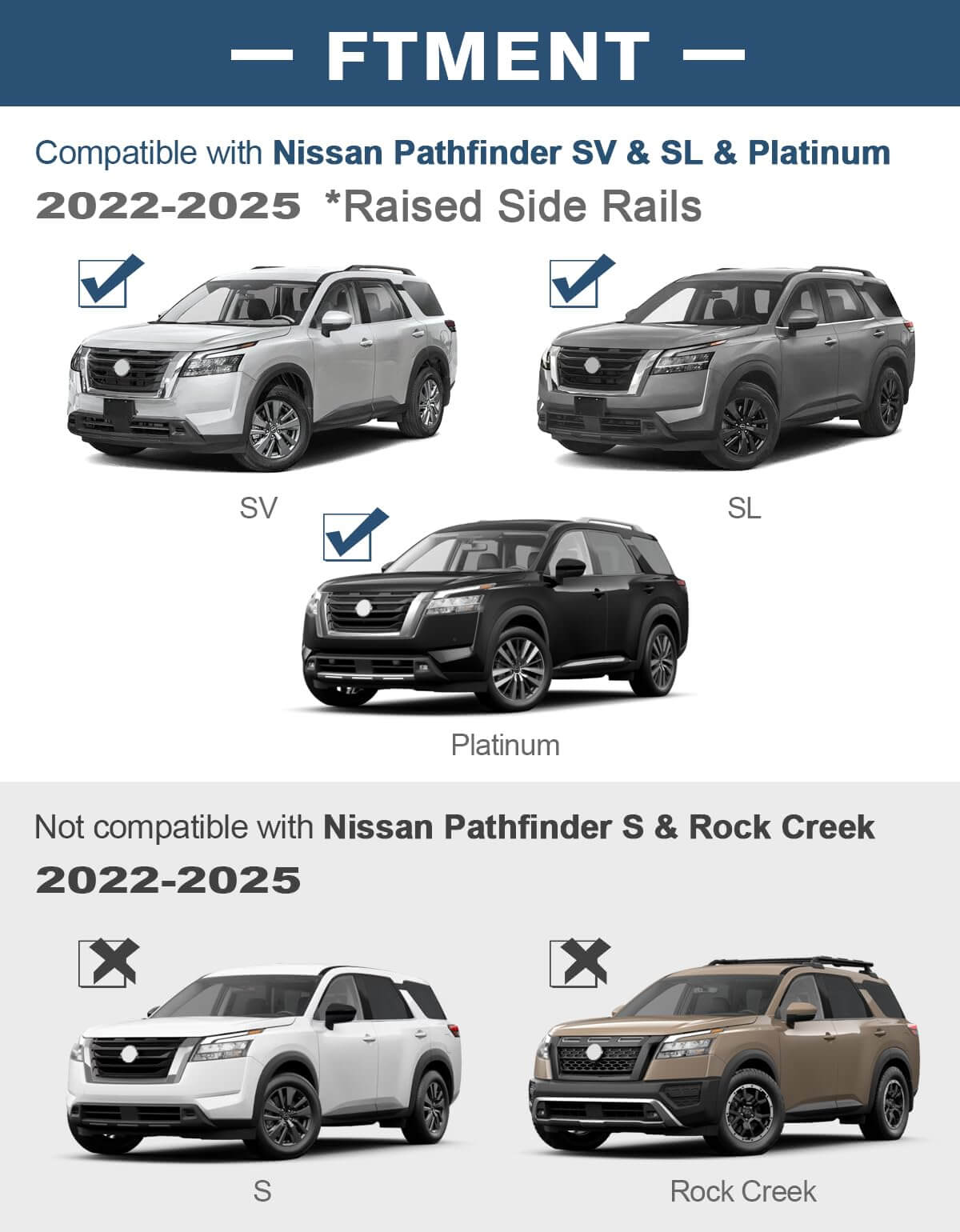 Roof Rack Cross Bars 220lbs Compatible with Nissan Pathfinder 2022 2023 2024 2025 SV SL Platinum with Raised Side Rails,Heavy Duty All-Metal Aluminum Crossbar