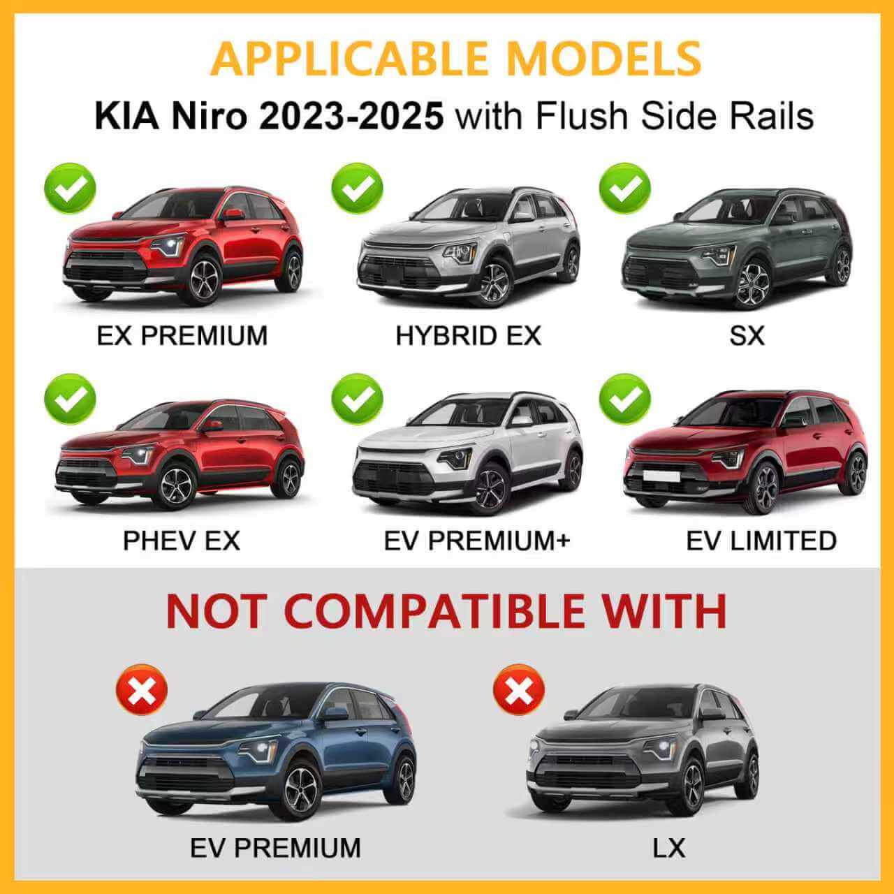 KINGGERI 220lbs Lockable Roof Rack Cross Bars Fit for Kia NIRO 2023-2025 with Flush Side Rails,Heavy Duty Anti-Theft