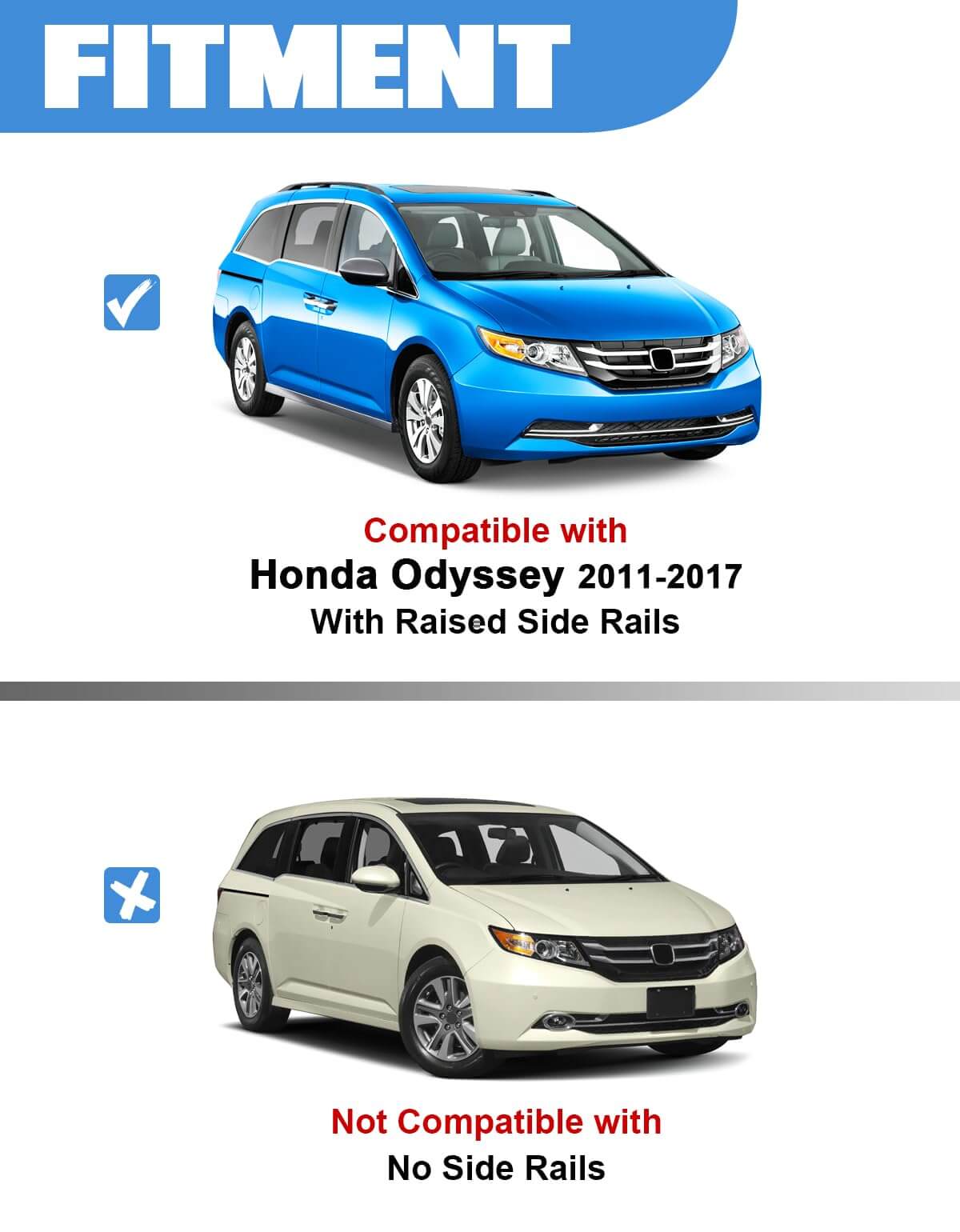 KINGGER Lockable Roof Rack Cross Bars 220lb Compatible with Honda Odyssey 2011-2017 with Raised Side Rails