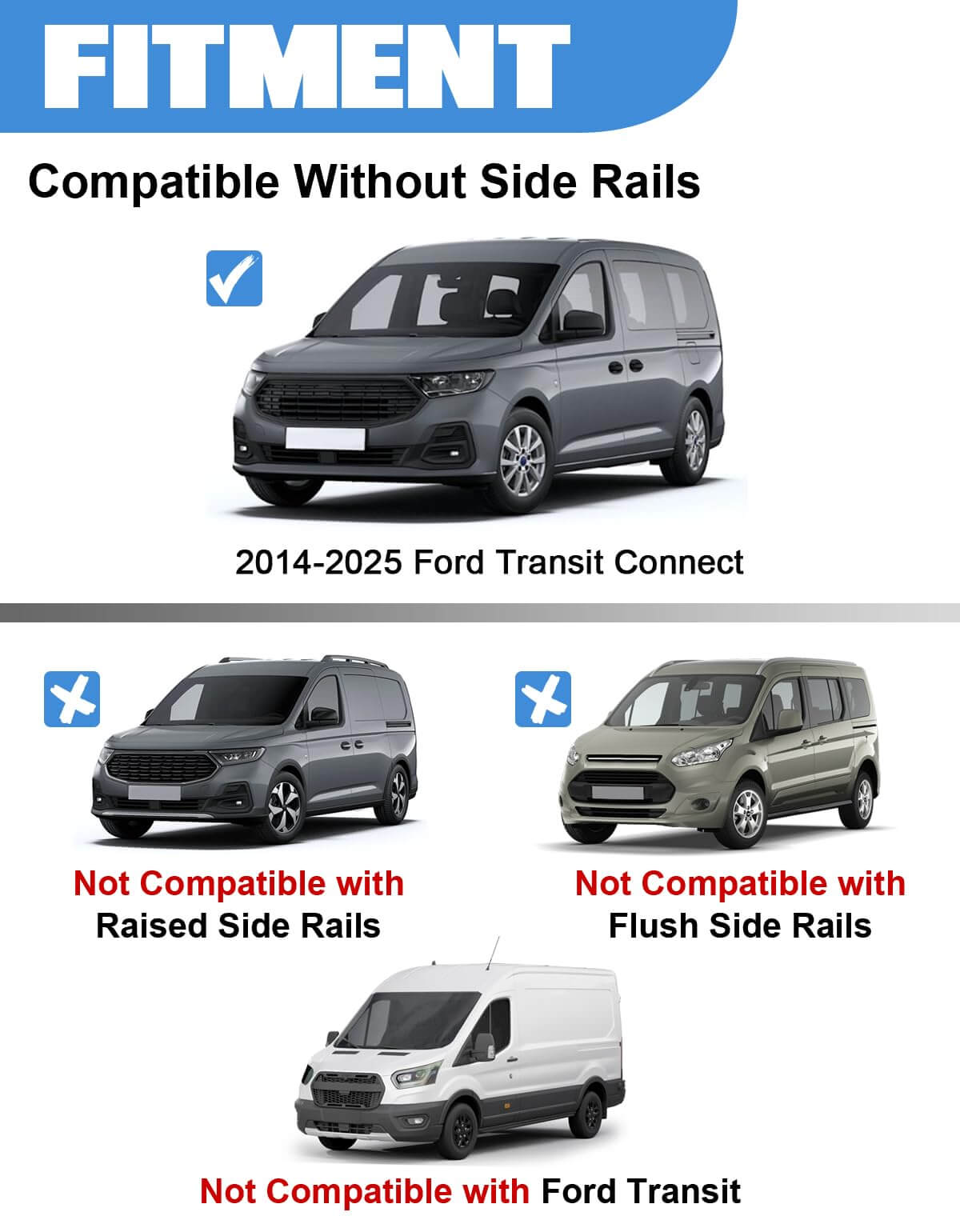 Van Ladder Roof Rack Compatible with Ford Transit Connect 2014-2025(Not for Transit), Steel Ladder Rack for Cargo Van, 2 Crossbars 47''