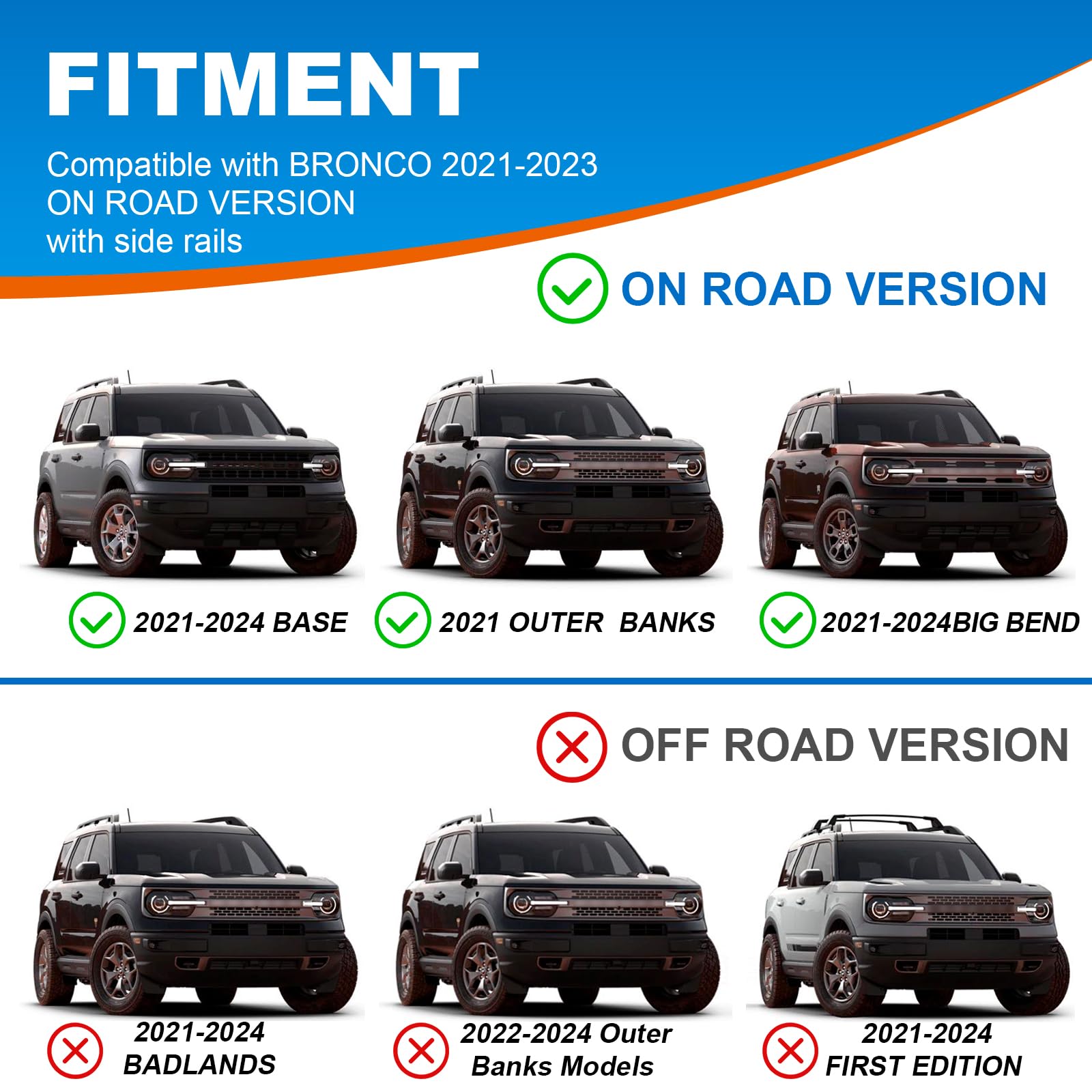 KINGGERI Roof Rack Cross Bars Compatible with Ford Bronco Sport on Road Base & Bigbend 2021-2025 & Outer Banks 2021