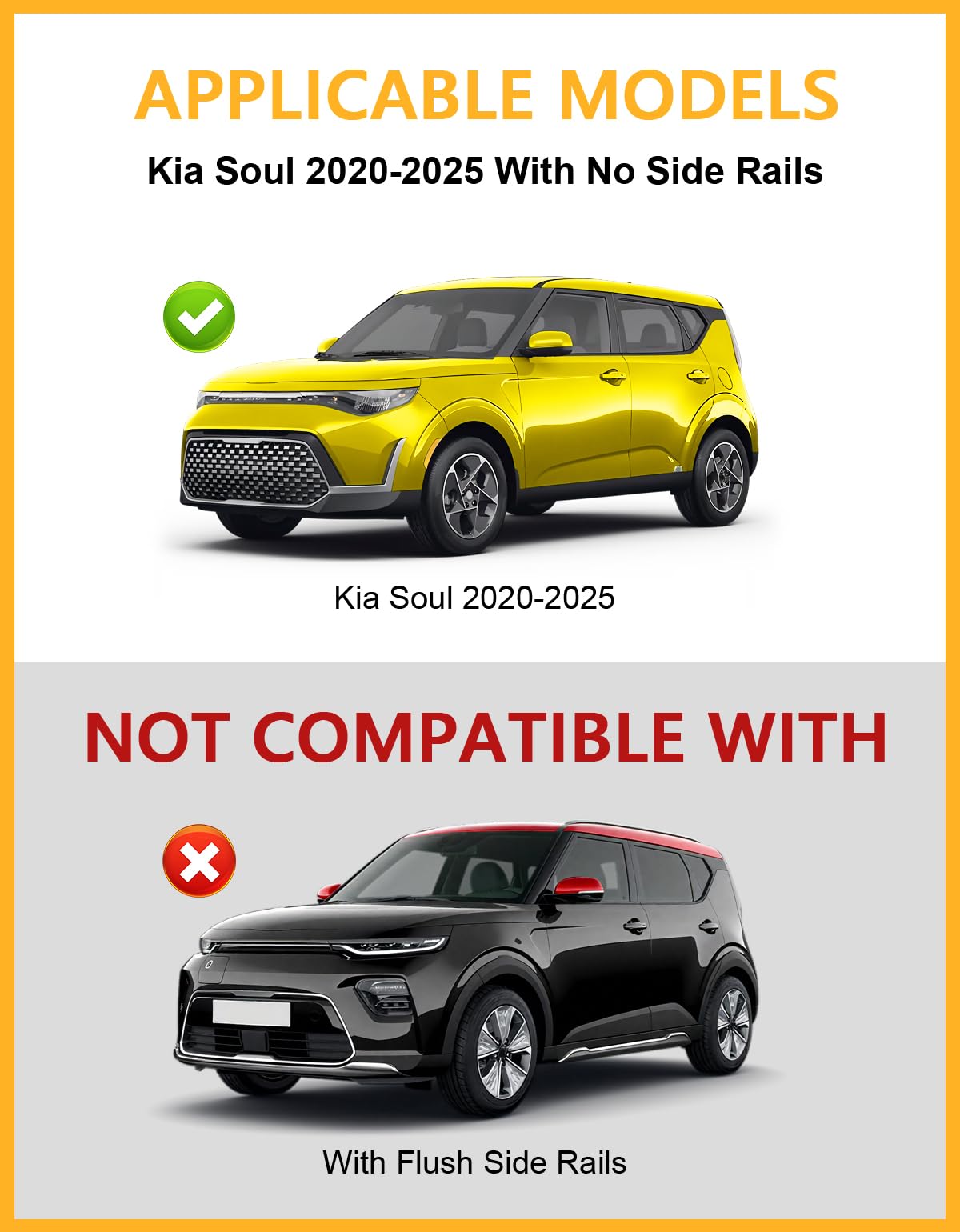 KINGGERI 220lbs Lockable Roof Rack Cross Bars Compatible with Kia Soul 2020-2025 Without Side Rails