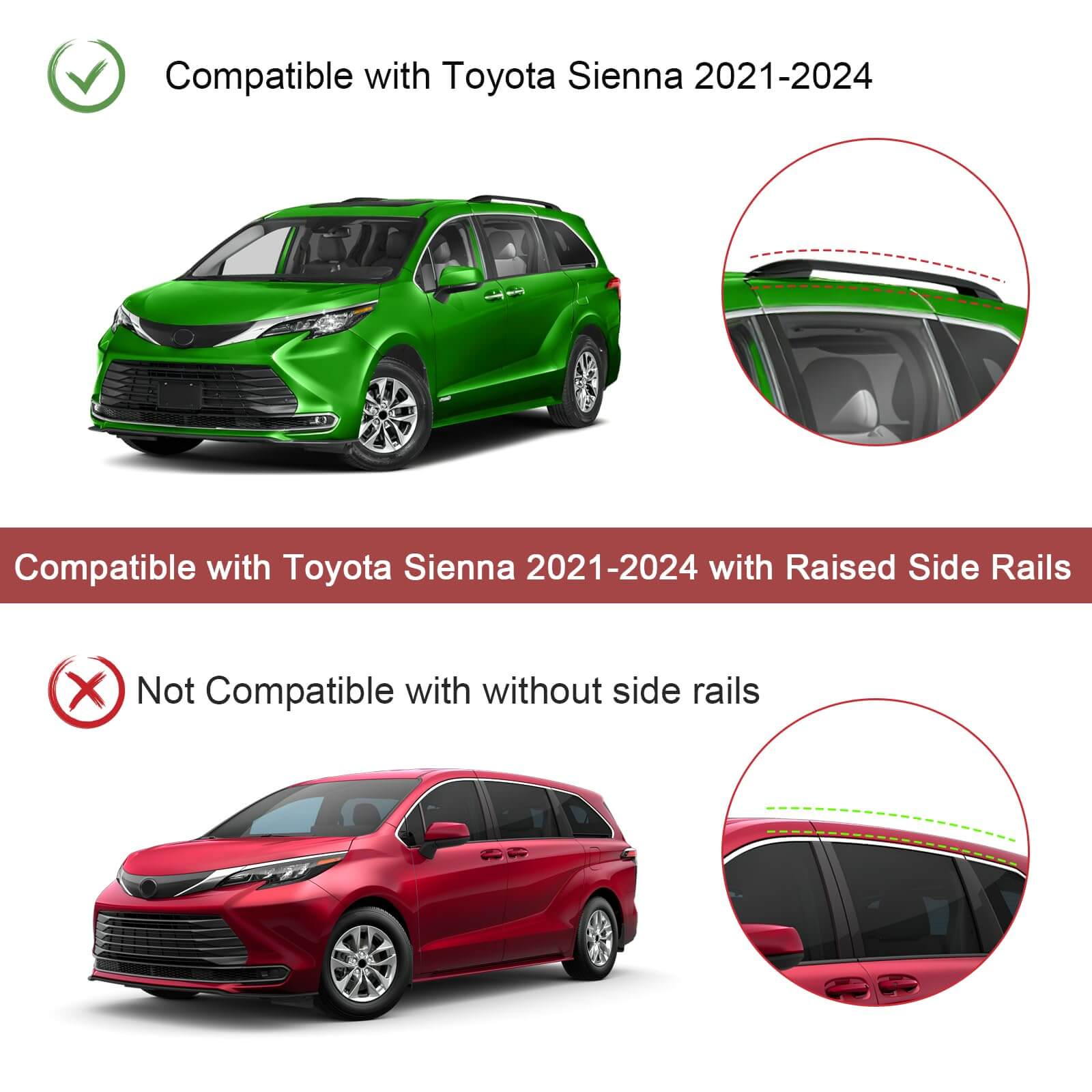 KINGGERI Lockable 220Lbs Roof Rack Cross Bars Compatible with Toyota Sienna 2021-2025