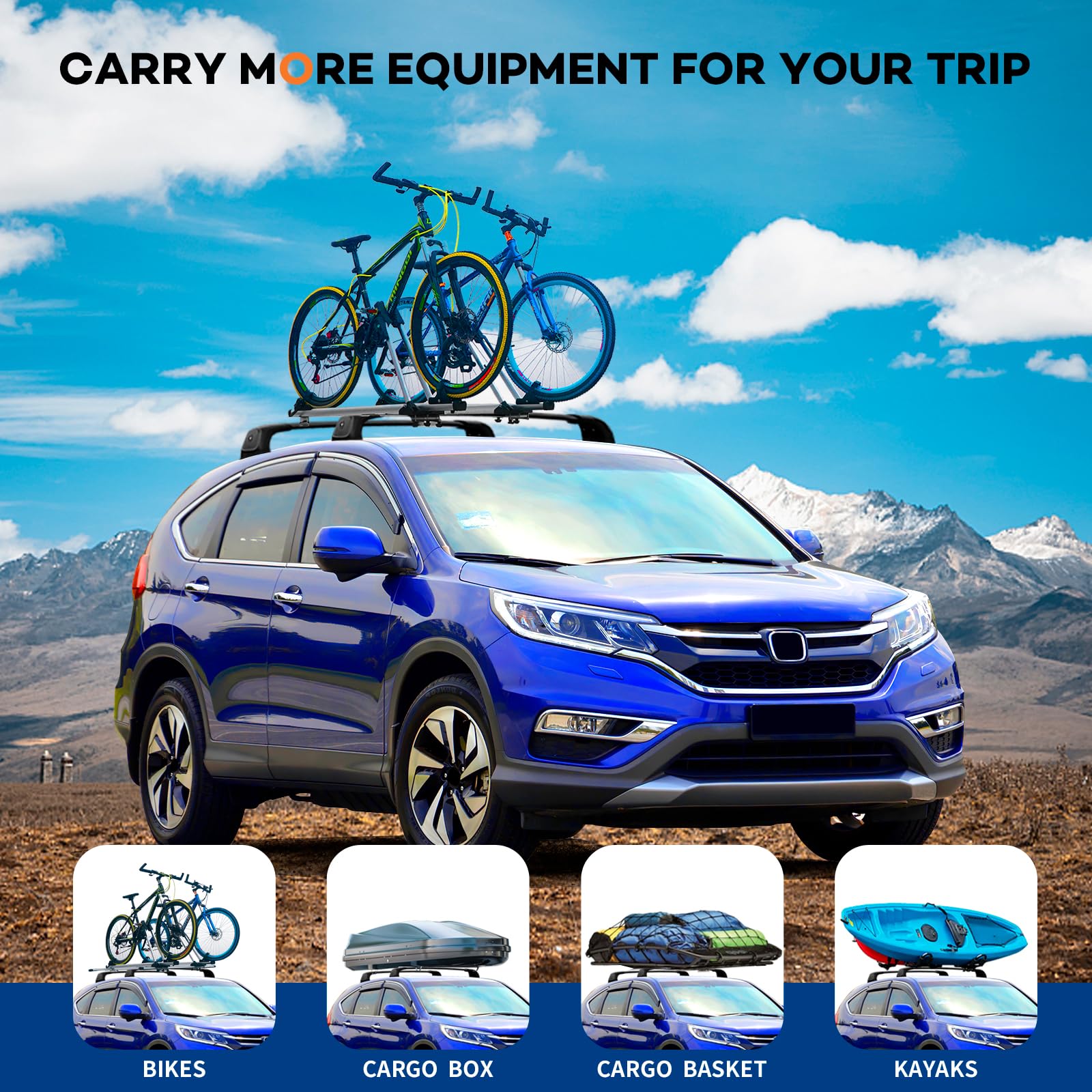 KINGGERI Roof Rack Cross Bars Fit for Honda CRV CR-V 2012-2016 (without Side Rails), Heavy Duty 260lbs Aluminum Roof Rails Crossbars