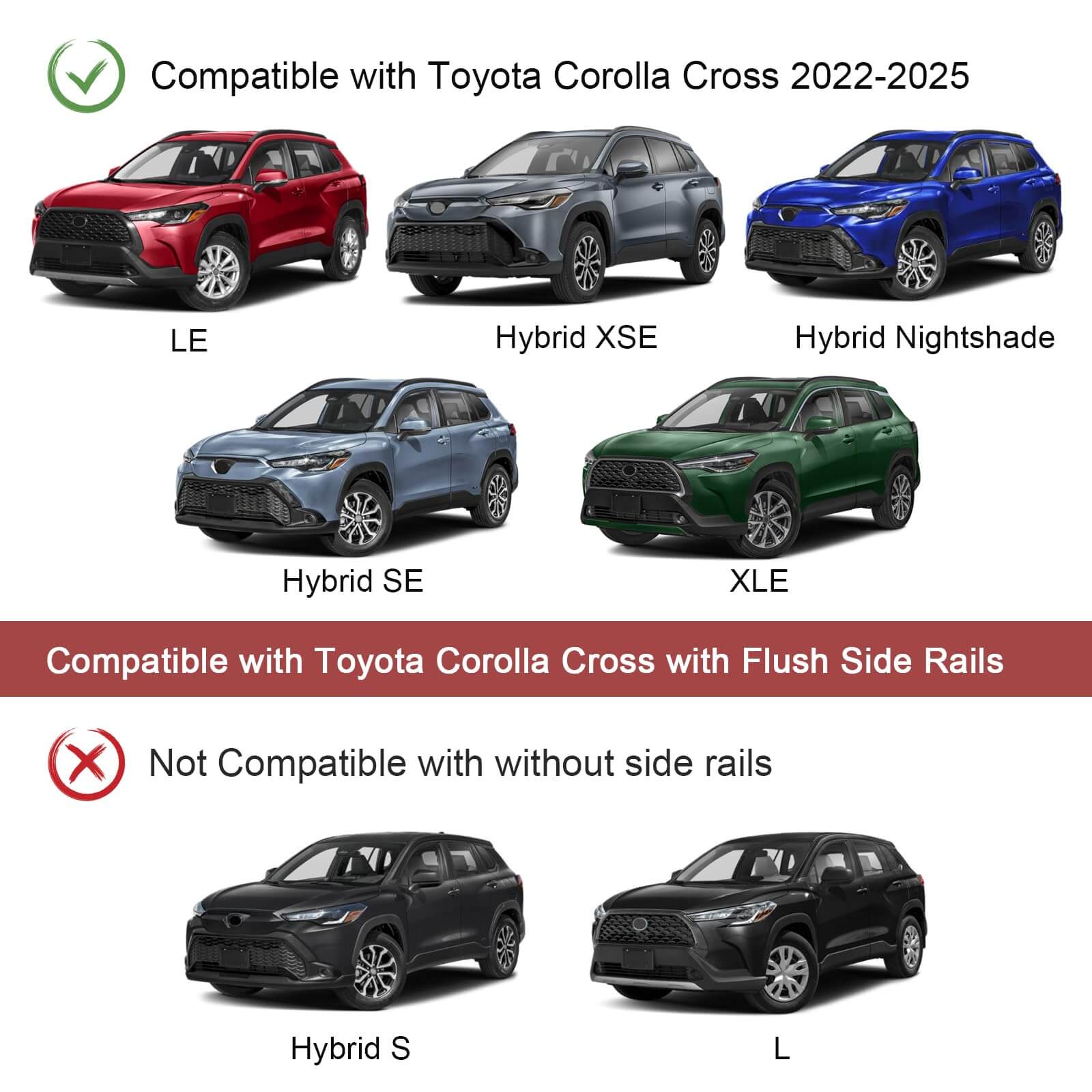 KINGGERI 260Lbs Lockable Roof Rack Cross Bars Compatible with Toyota Corolla Cross 2022-2026 (with Flush Side Rails)