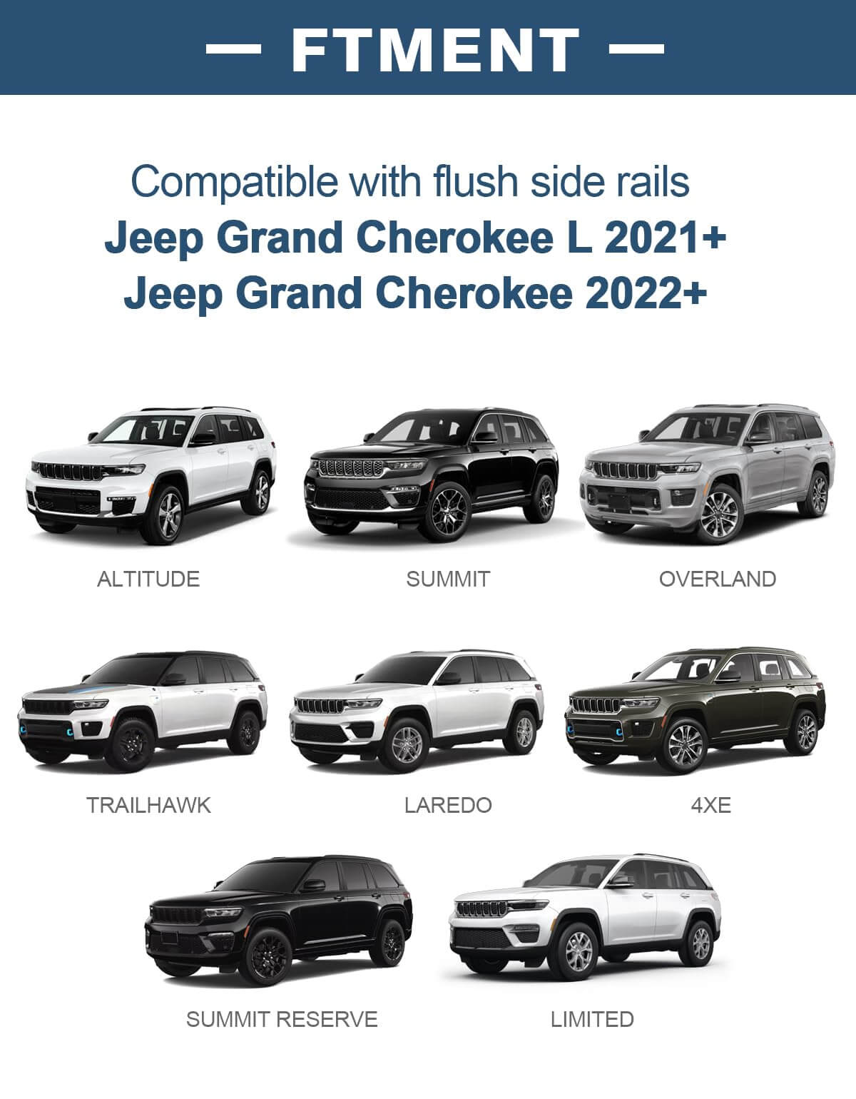 Roof Rack Cross Bars Compatible with 2021-2026 Jeep Grand Cherokee L 3-Row and 2022-2026 Grand Cherokee WL 2-Row