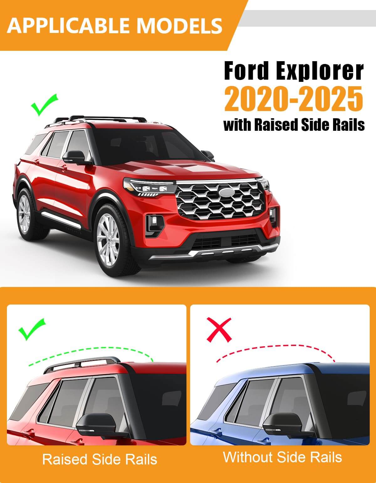 KINGGERI Lockable 260lbs Roof Rack Cross Bars Fit for Ford Explorer 2020-2025, Heavy Duty Anti-Theft Aluminum Roof Rails Crossbars