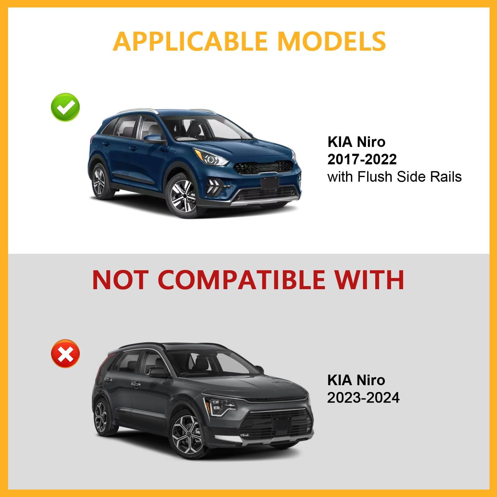 KINGGERI 220lbs Lockable Roof Rack Cross Bars Compatible with KIA NIRO 2017-2022, Heavy Duty Aluminum Roof Rails Crossbars Cargo Bars