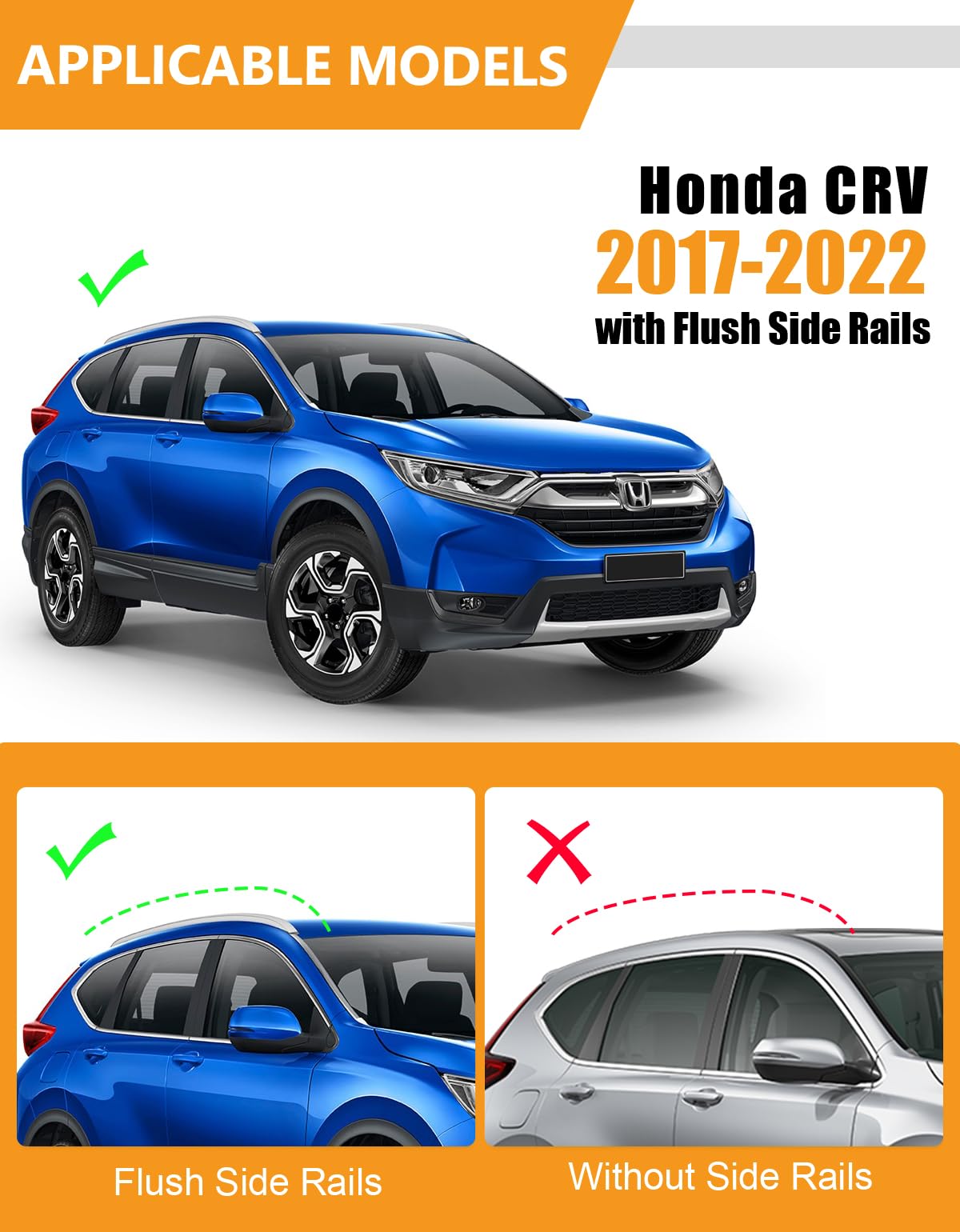 260lbs Lockable Roof Rack Cross Bars (Compatible with Honda CRV CR-V 2017-2022 with Flush Side Rails)