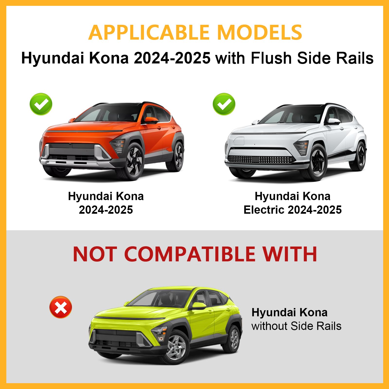 220lbs Roof Rack Cross Bars Compatible with 2024 2025 Hyundai Kona & Hyundai Kona Electric