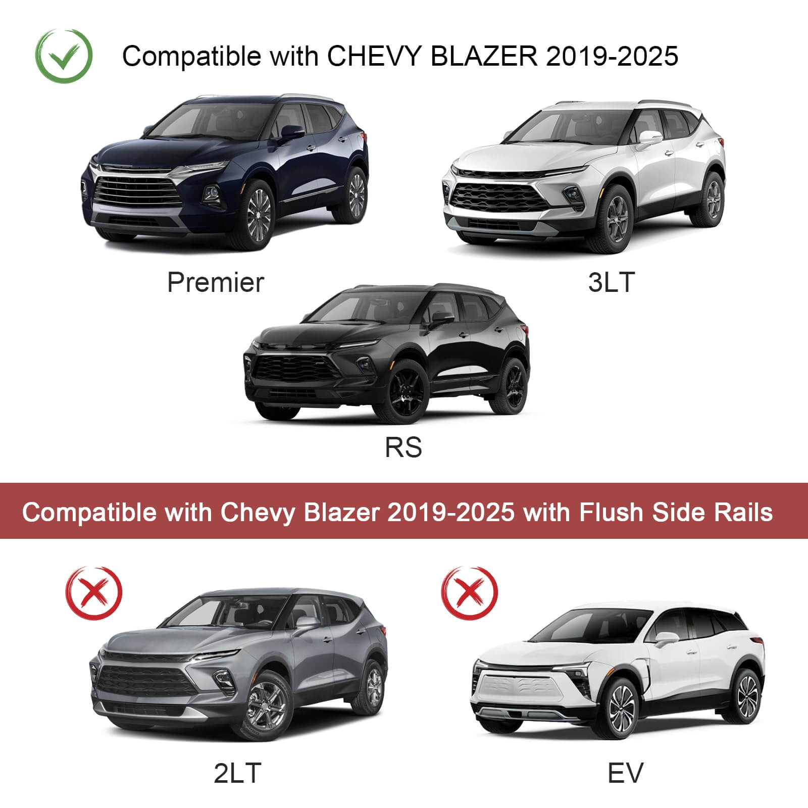 KINGGERI 220lbs Cross Bars Roof Racks Fit for Chevy Chevrolet Blazer 2019-2025 (Not for EV)