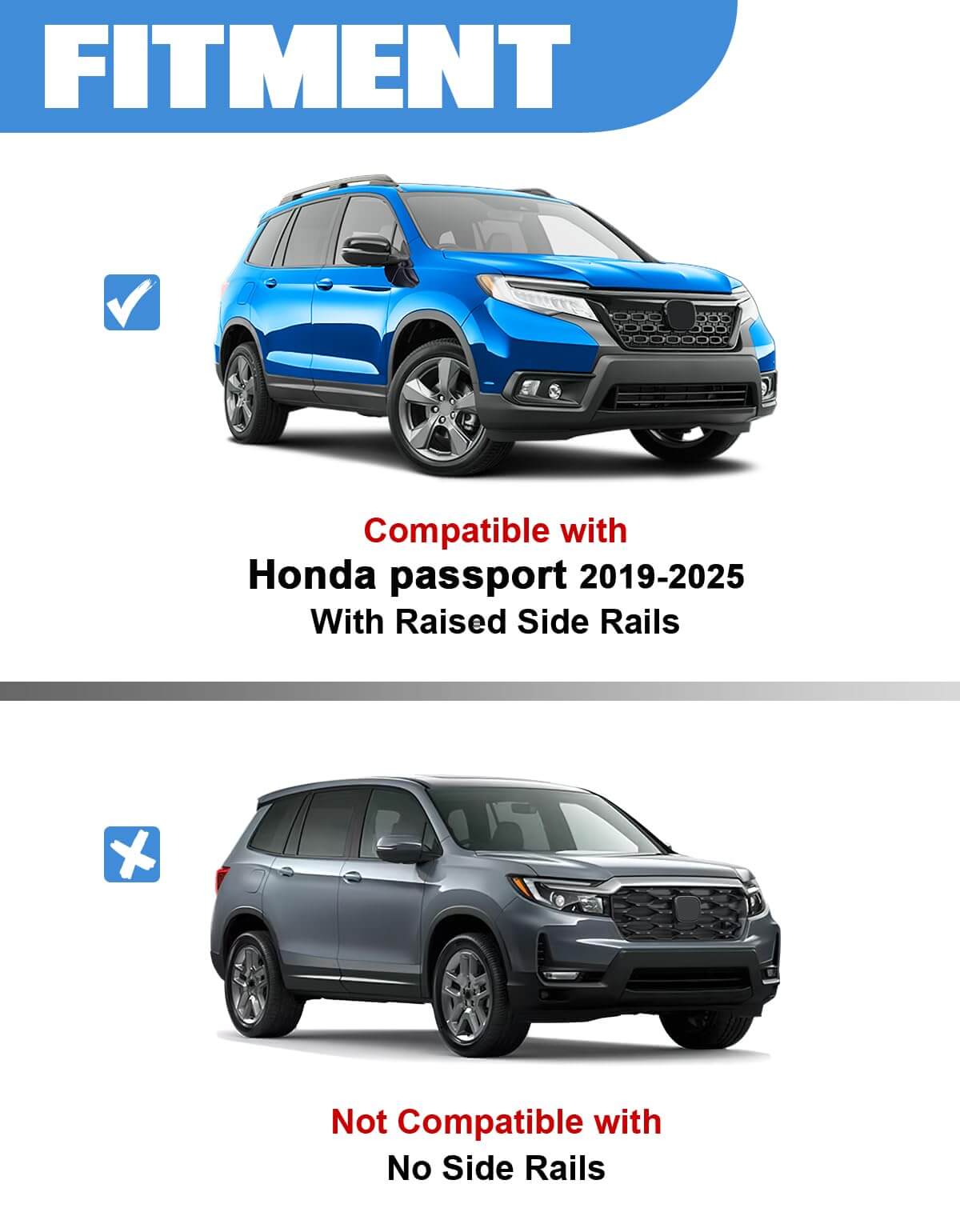 KINGGER Lockable Roof Rack Cross Bars 220lb Compatible with Honda Passport 2019-2025 with Raised Rails