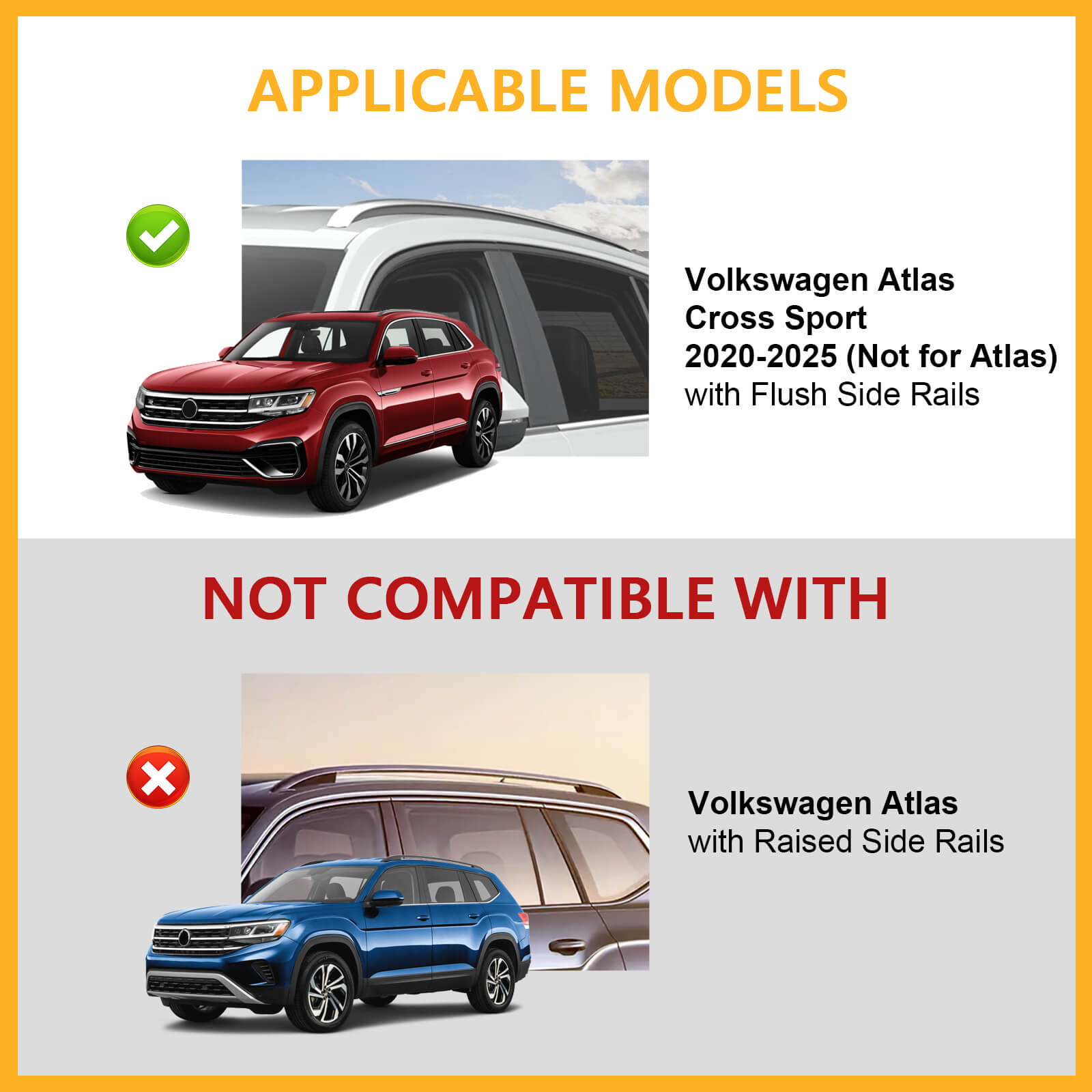 KINGGERI 220lbs Lockable Roof Rack Cross Bars Compatible with Volkswagen VW Atlas Cross Sport 2020-2025