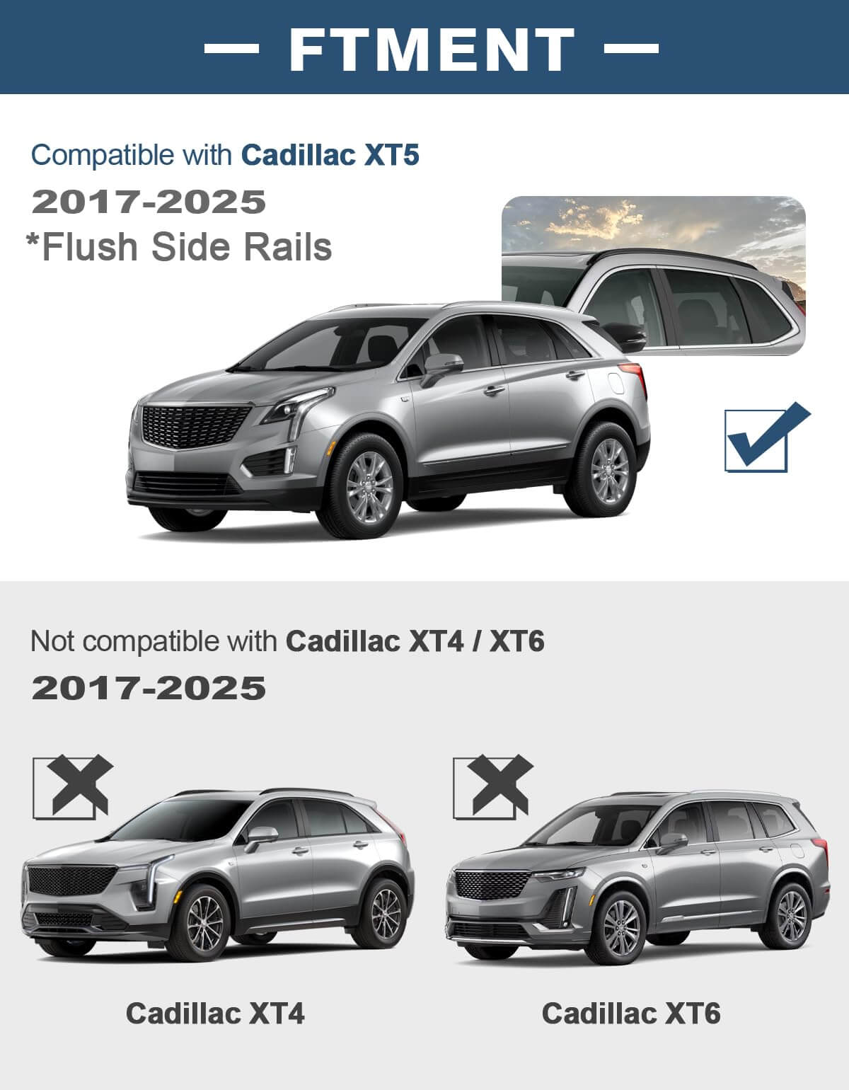 Roof Rack Cross Bars 220lbs Compatible with Cadillac XT5 2017-2025, Heavy Duty All-Metal Aluminum Crossbar